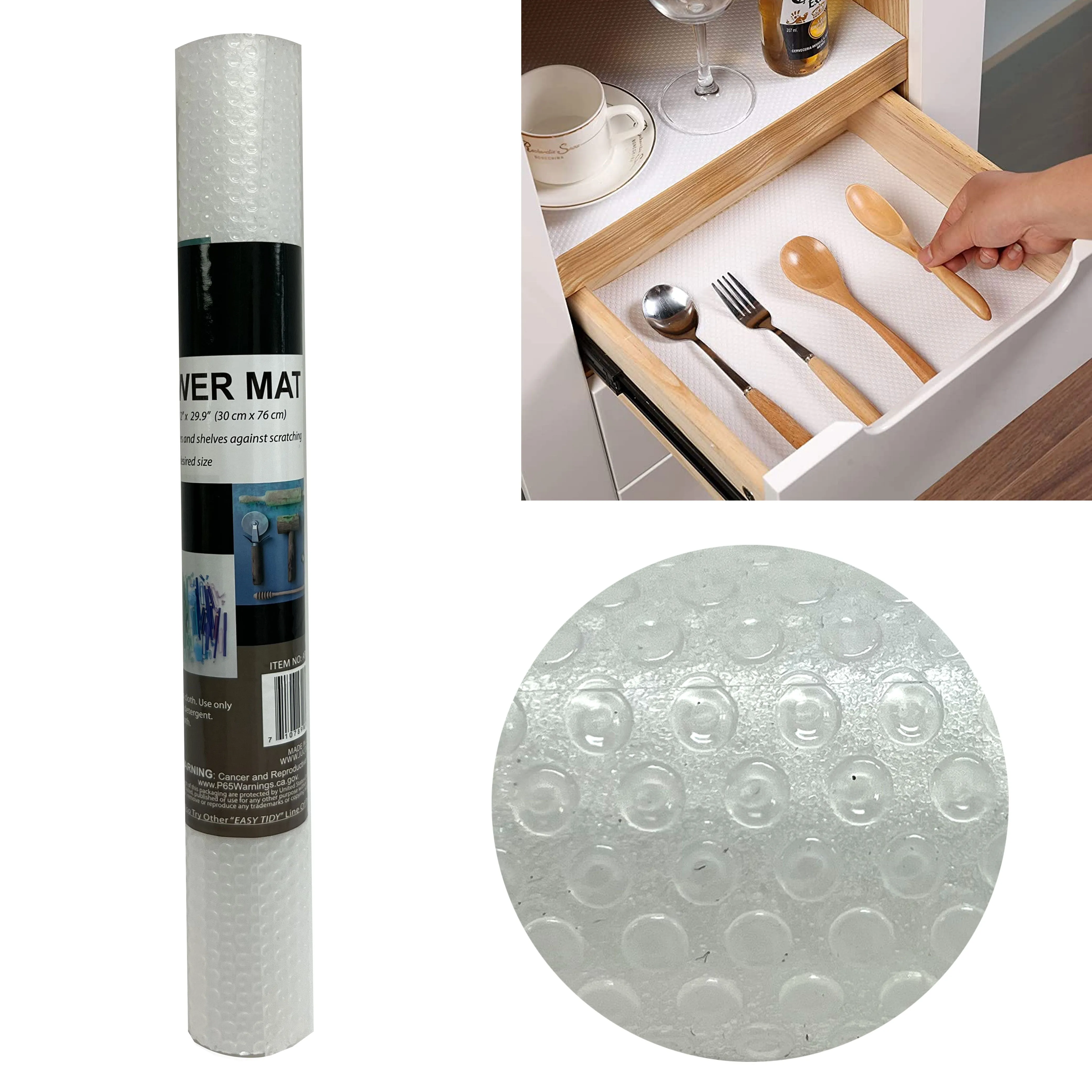 1 Roll Clear Shelf Drawer Liner Cover Non Slip Cushion Grip Tool Box Mat 12"X30"