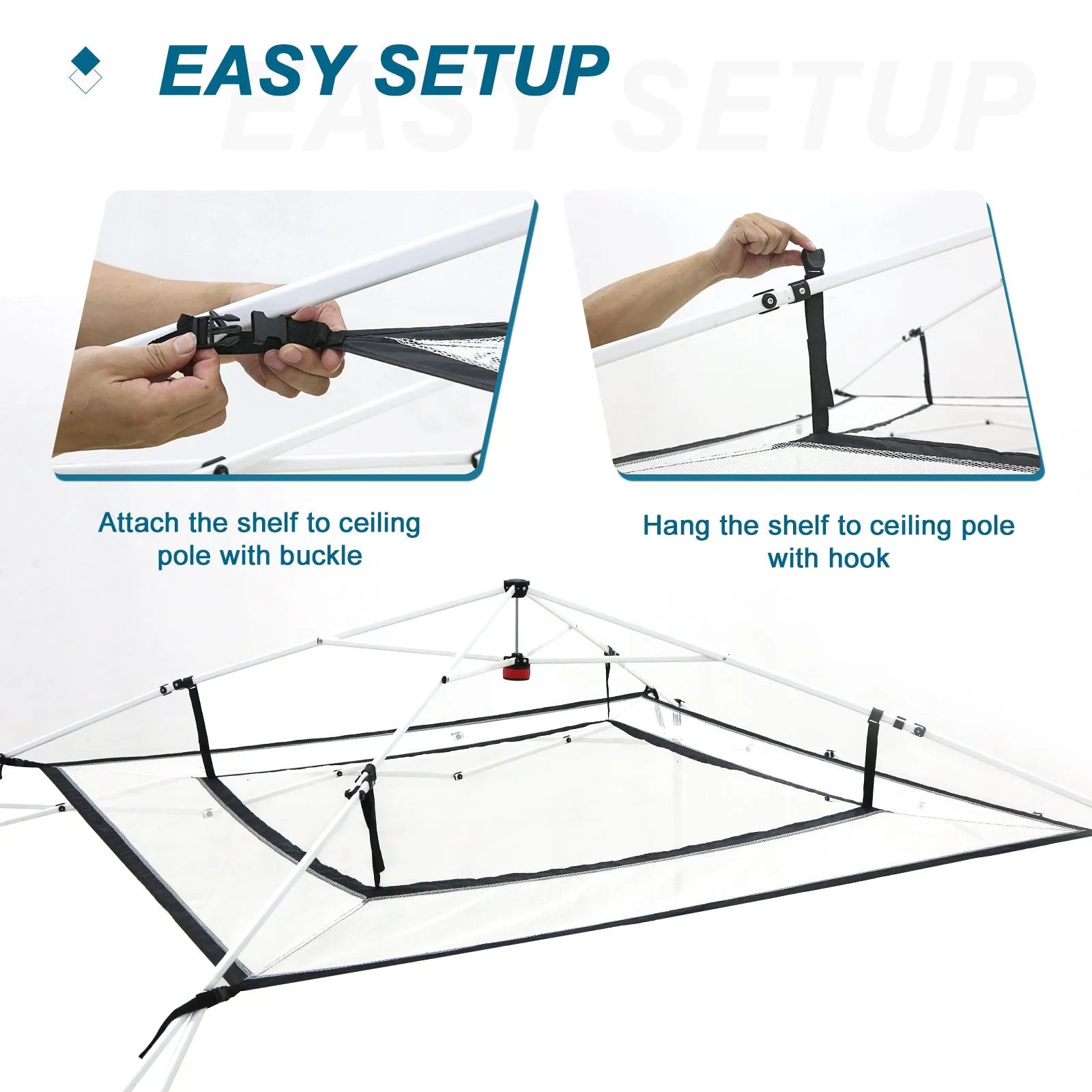10x10 Pop up Canopy Tent Mesh Shelf, Universal Gear Loft Hanging Shelf