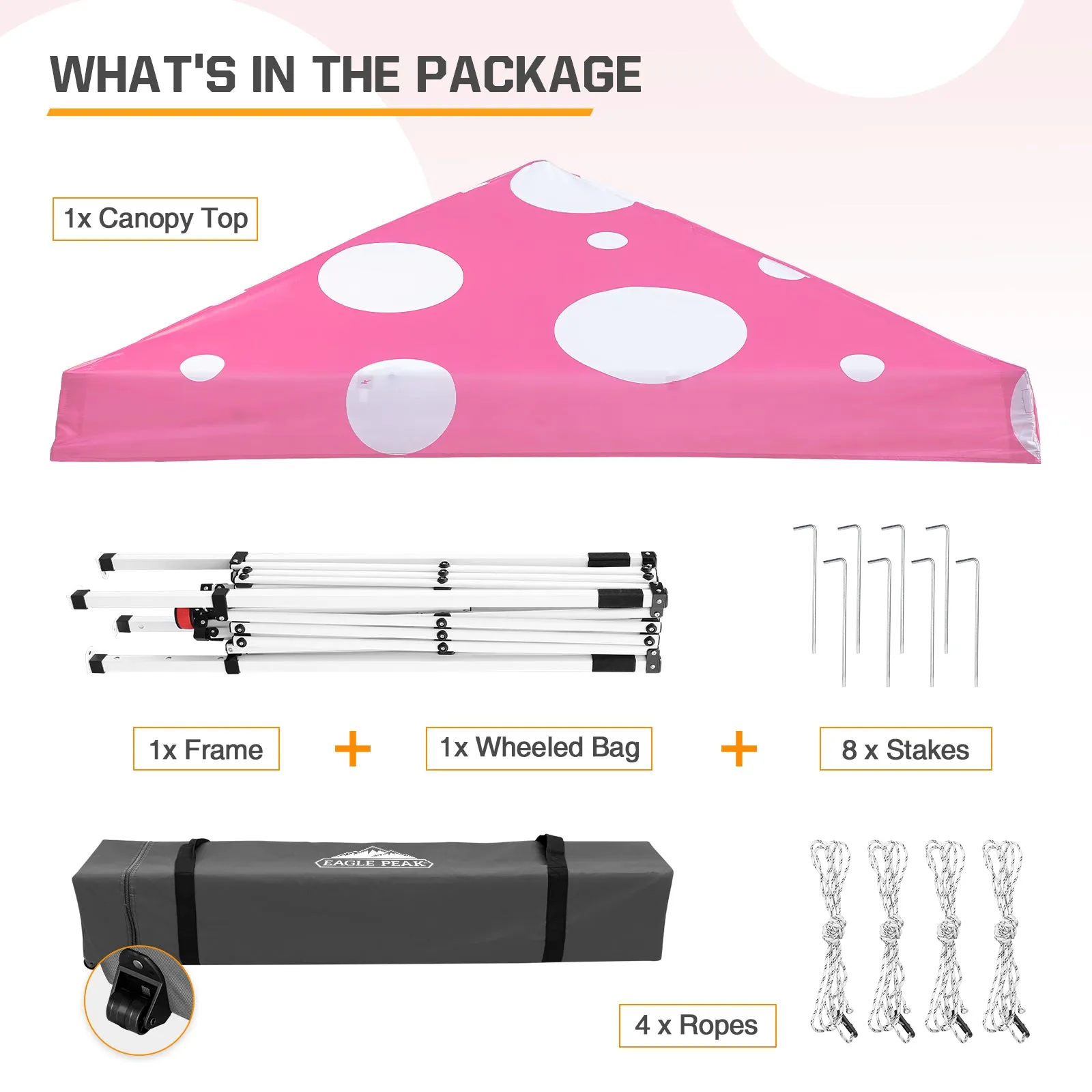10x10 Slant Leg Pop up Canopy Tent,10x10 Base 8x8 Top, (Pink Mushroom)