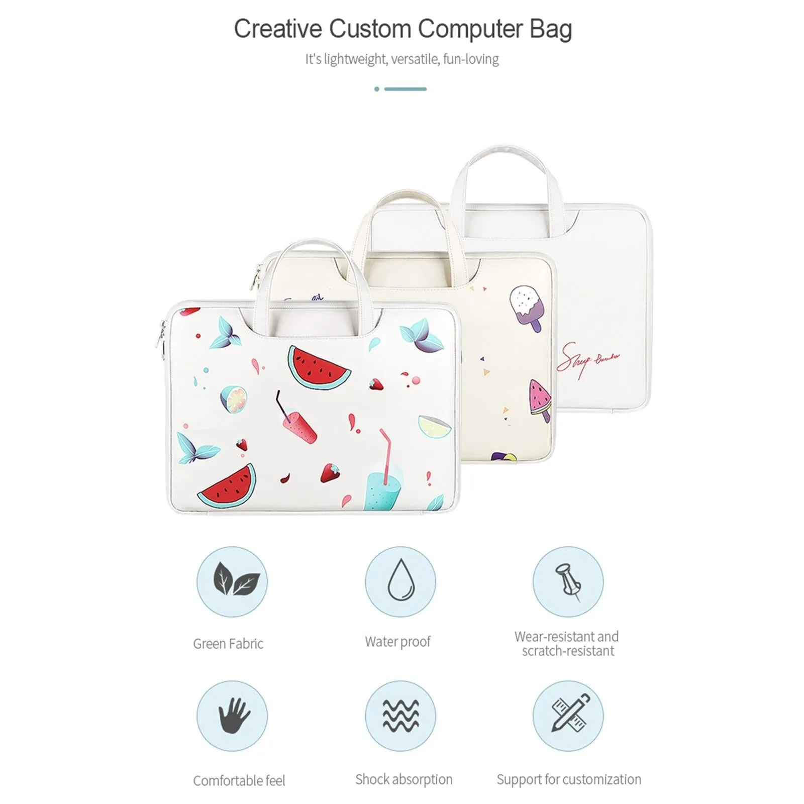 13.3 Inch Lightweight Printed Laptop Bag | PU Material | Ice Cream
