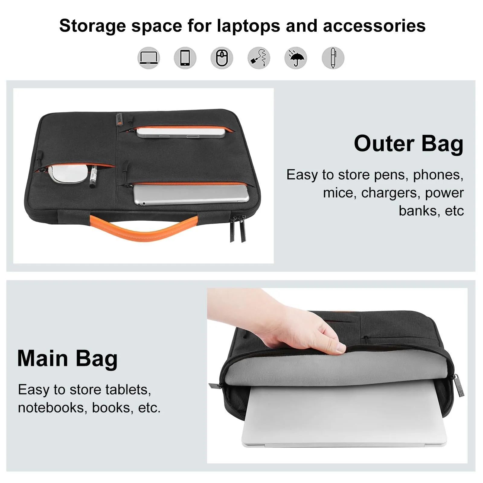 14-15 Inch Laptop Sleeve Briefcase | For MacBook | Samsung | ThinkPad | Sony | Dell | Alienware | Chuwi | Asus | HP | Navy Blue