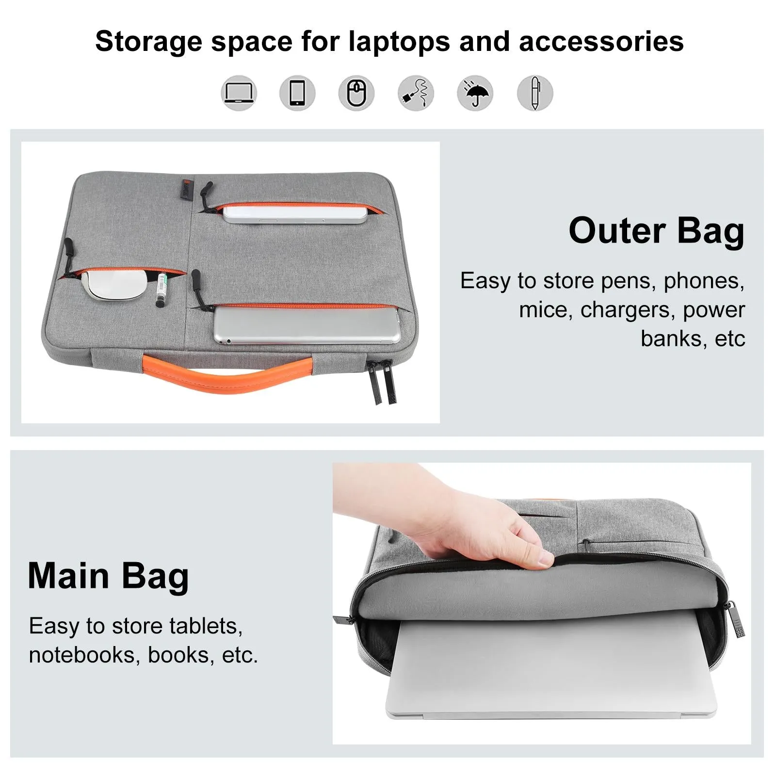 14-15 Inch Laptop Sleeve Briefcase | For MacBook | Samsung | ThinkPad | Sony | Dell | Alienware | Chuwi | Asus | HP | Navy Blue