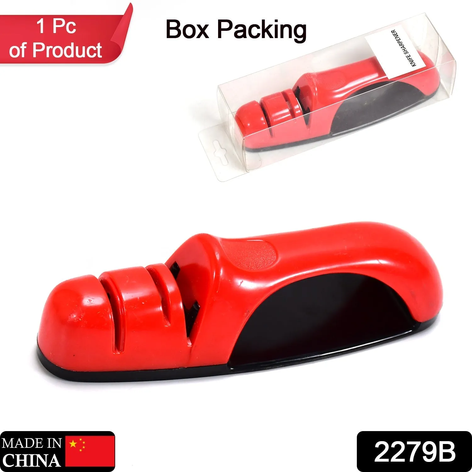 3Stage Knife Sharpening Tool for Kitchen (transparent plastic box)