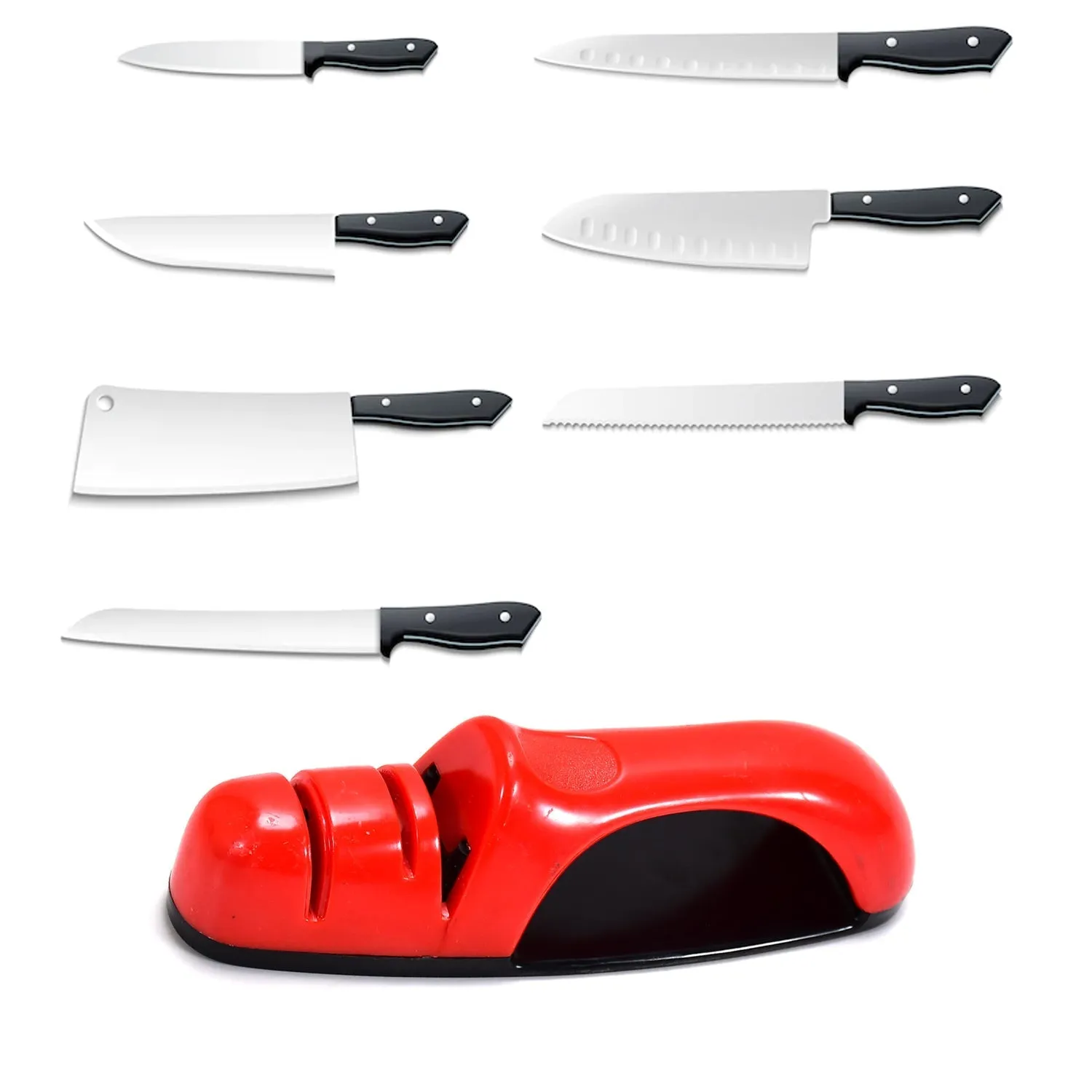 3Stage Knife Sharpening Tool for Kitchen (transparent plastic box)