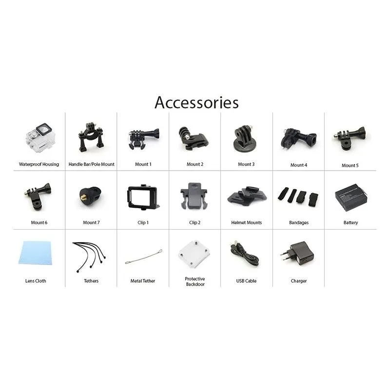 4K Ultra HD WiFi Sports Camera with 170 Degree Wide Angle Lens and Waterproof Capability