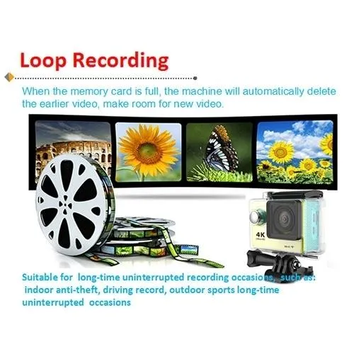 4K Ultra HD WiFi Sports Camera with 170 Degree Wide Angle Lens and Waterproof Capability
