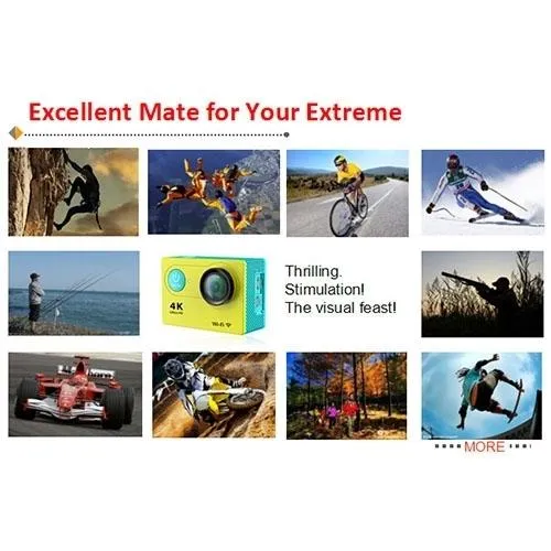 4K Ultra HD WiFi Sports Camera with 170 Degree Wide Angle Lens and Waterproof Capability
