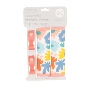 All4Ella Harness Covers & Pram Pegs Set - Bright Floral