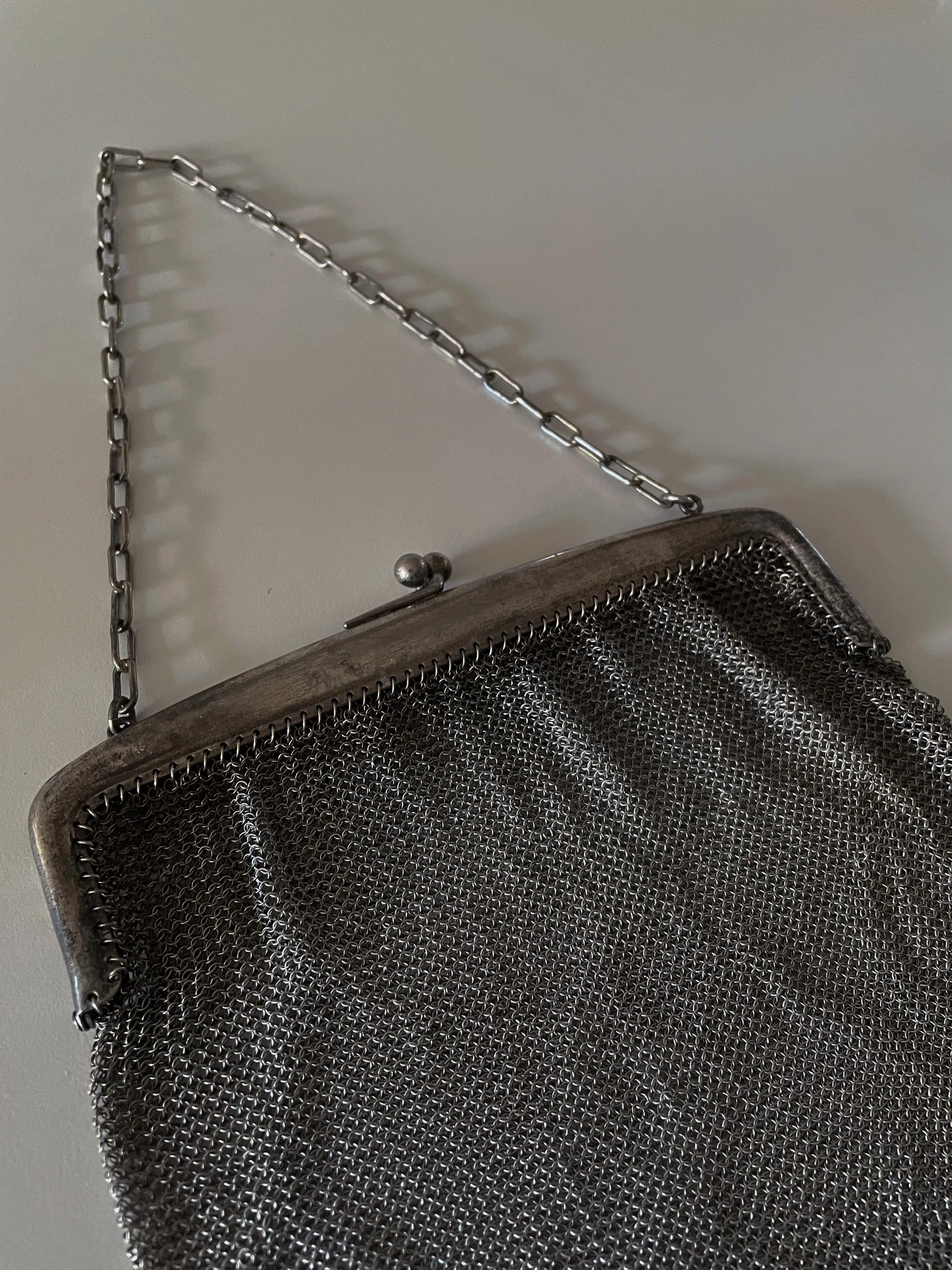 Antique Silver Chainmail Evening Bag