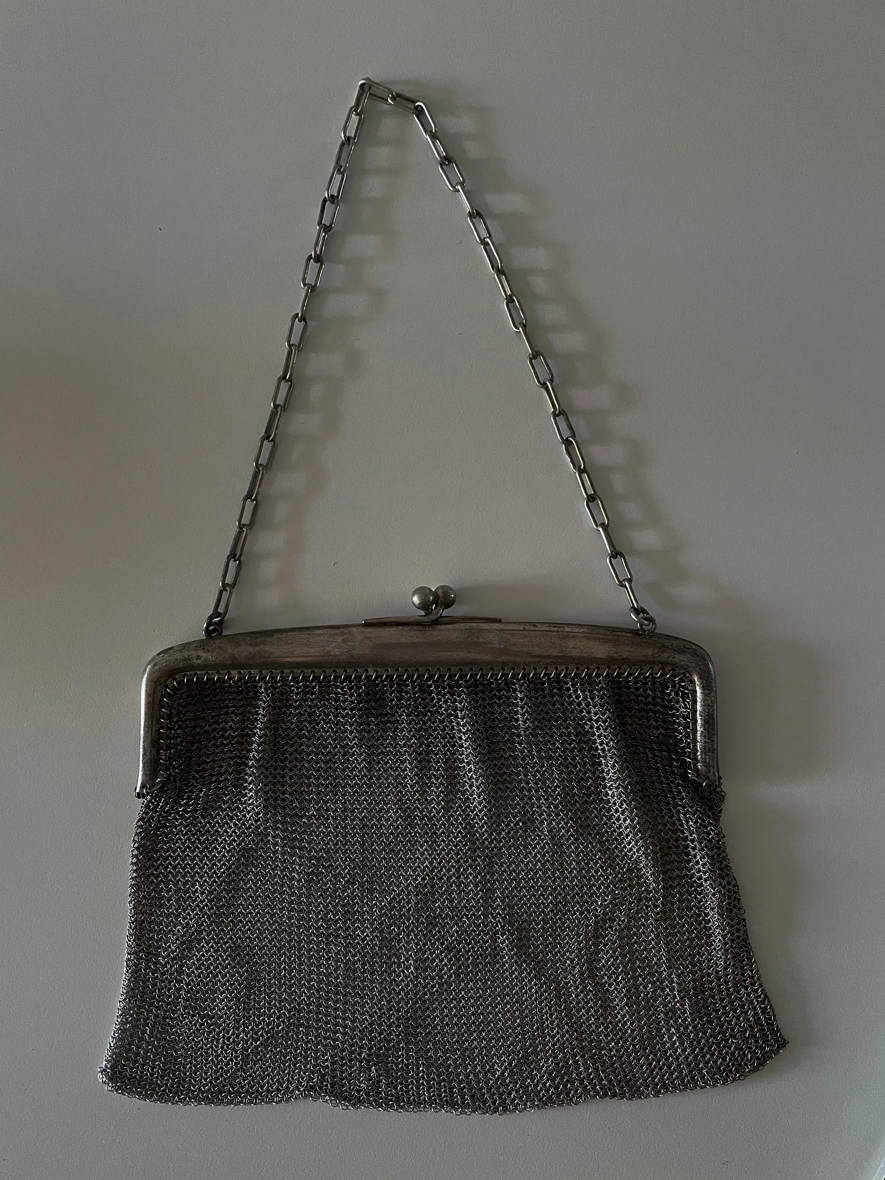 Antique Silver Chainmail Evening Bag