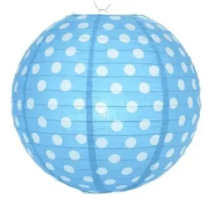 Baby Blue Polka Dot Paper Lantern - 12"