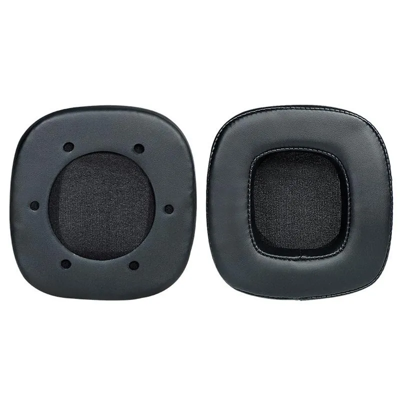 Breathable Sponge Headphone Covers - Black Leather 1 Pair