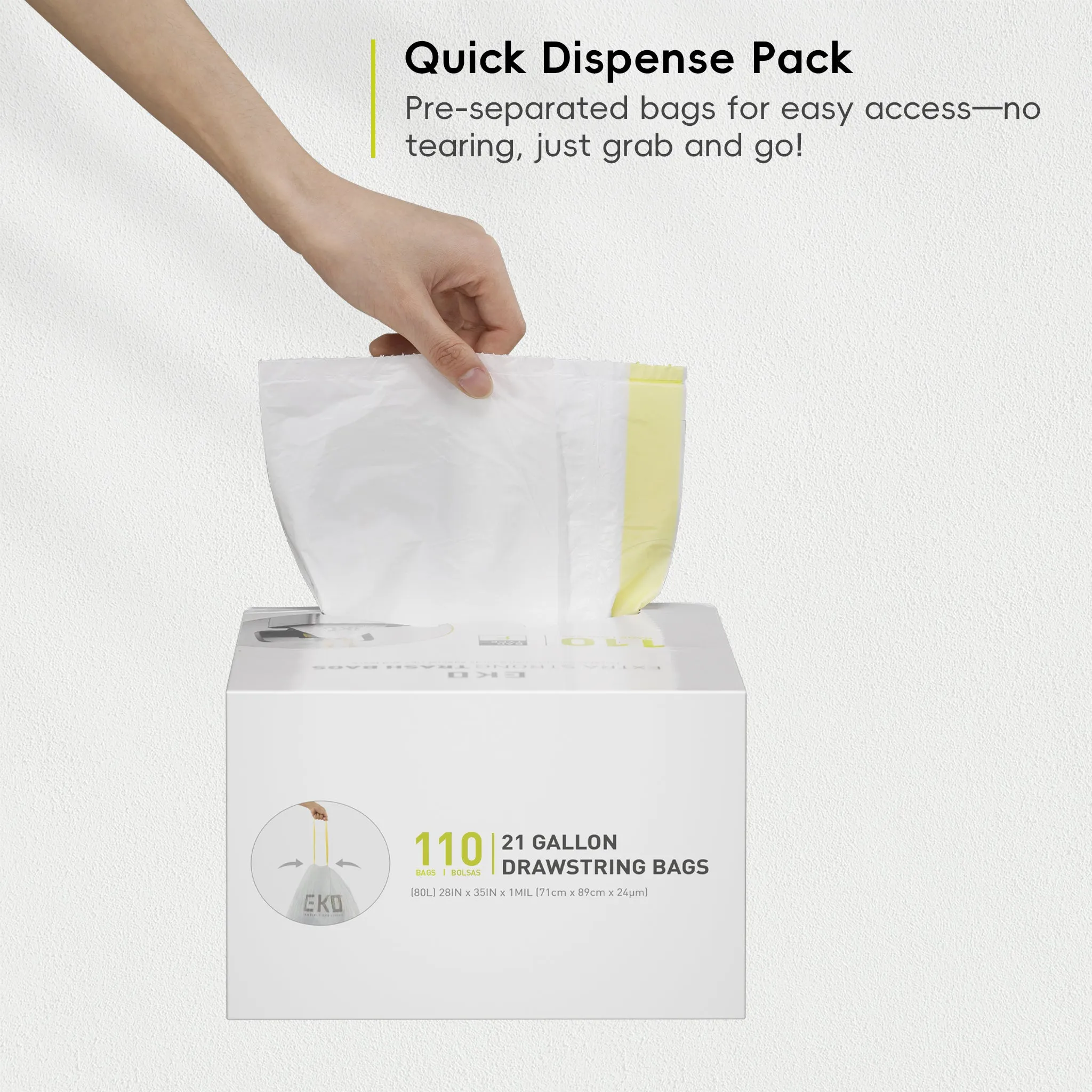 Code G - 21 Gallon Easy-Dispense Roll Trash Bag - 60 Count (79.5L)
