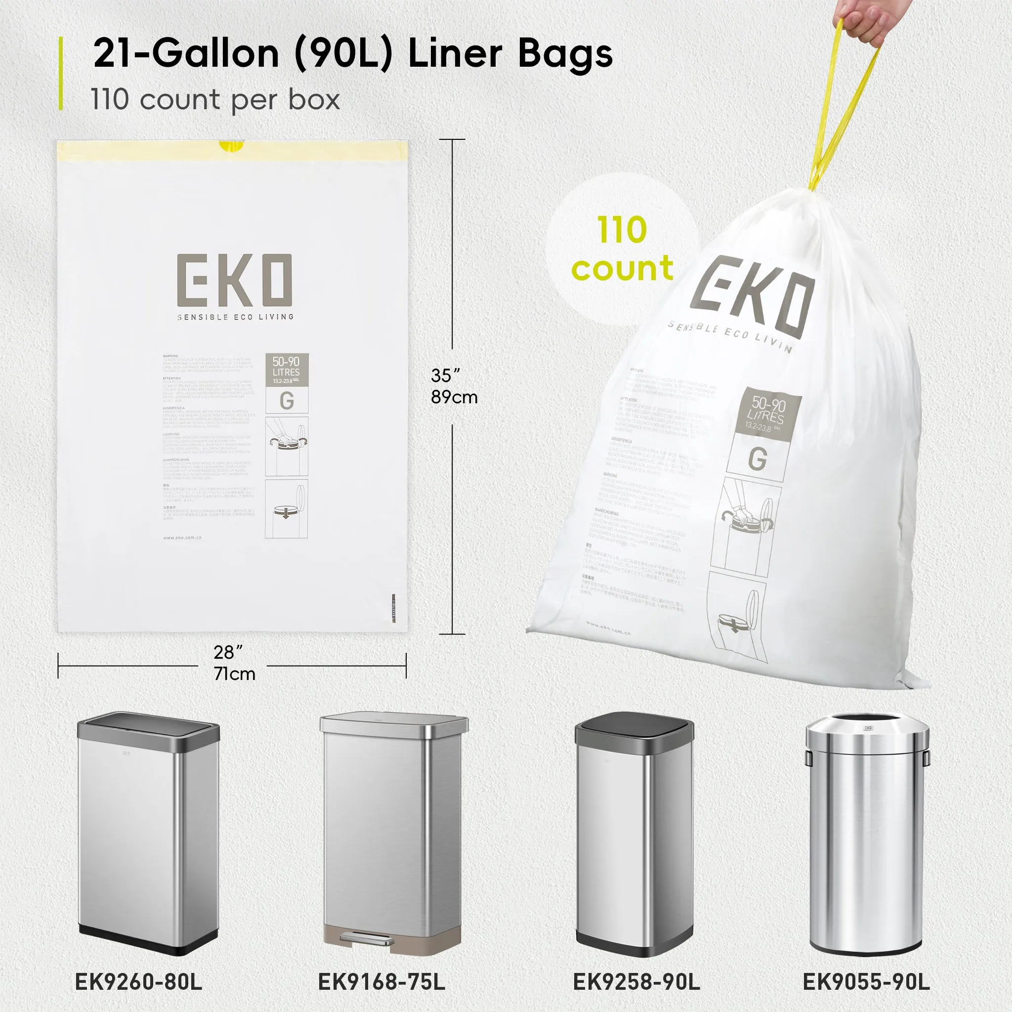 Code G - 21 Gallon Easy-Dispense Roll Trash Bag - 60 Count (79.5L)
