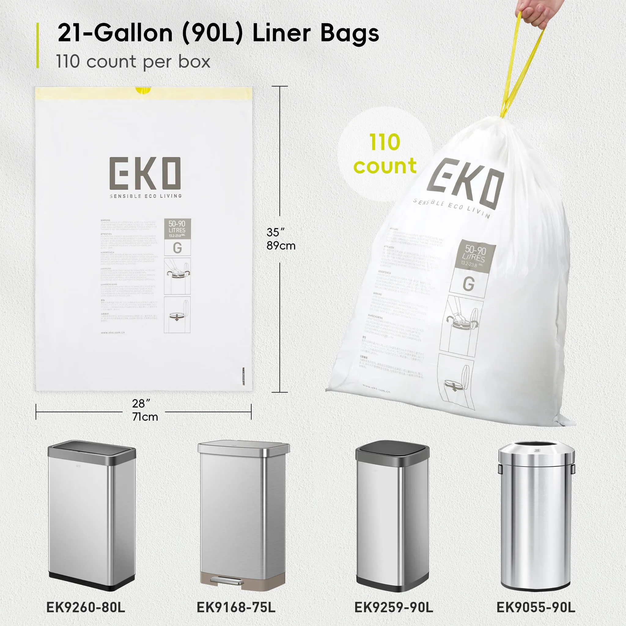 Code G - 21 Gallon Easy-Dispense Roll Trash Bag - 60 Count (79.5L)