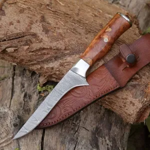 Concord Damascus Fillet Knife with Exotic Olive wood Handle