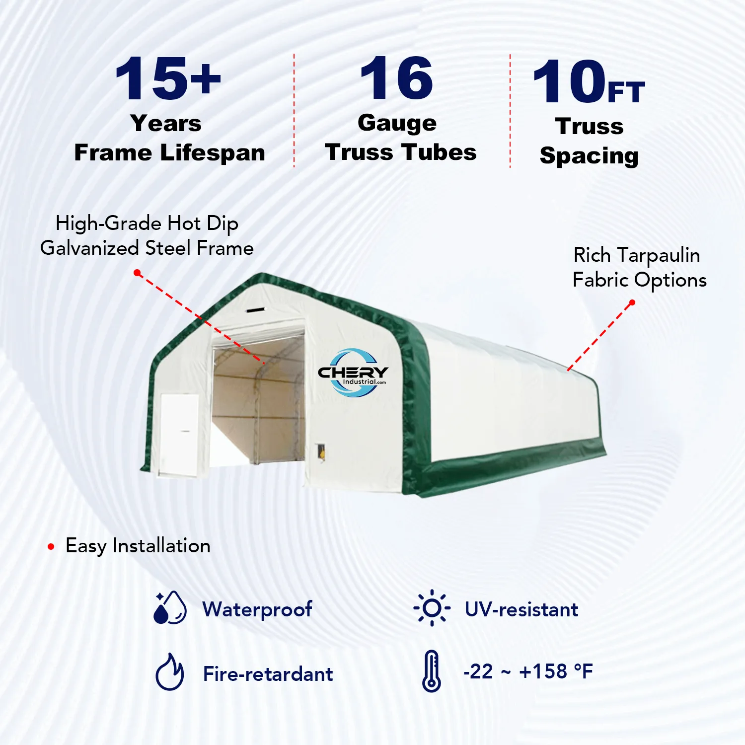 Double Truss Storage Shelter W30'xL80'xH20'