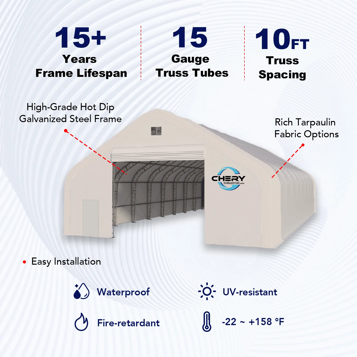 Double Truss Storage Shelter W50'xL100'xH23'