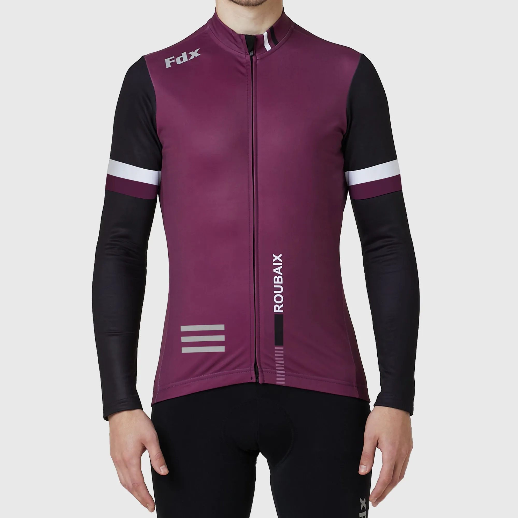 Fdx Men's & Boy's Set Limited Edition Thermal Roubaix Long Sleeve Cycling Jersey & Bib Tights - Purple