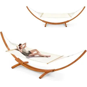 Hanging bed with wooden support, easy to assemble for 2 people, outdoor waterproof, high-end quilted camping, hammock