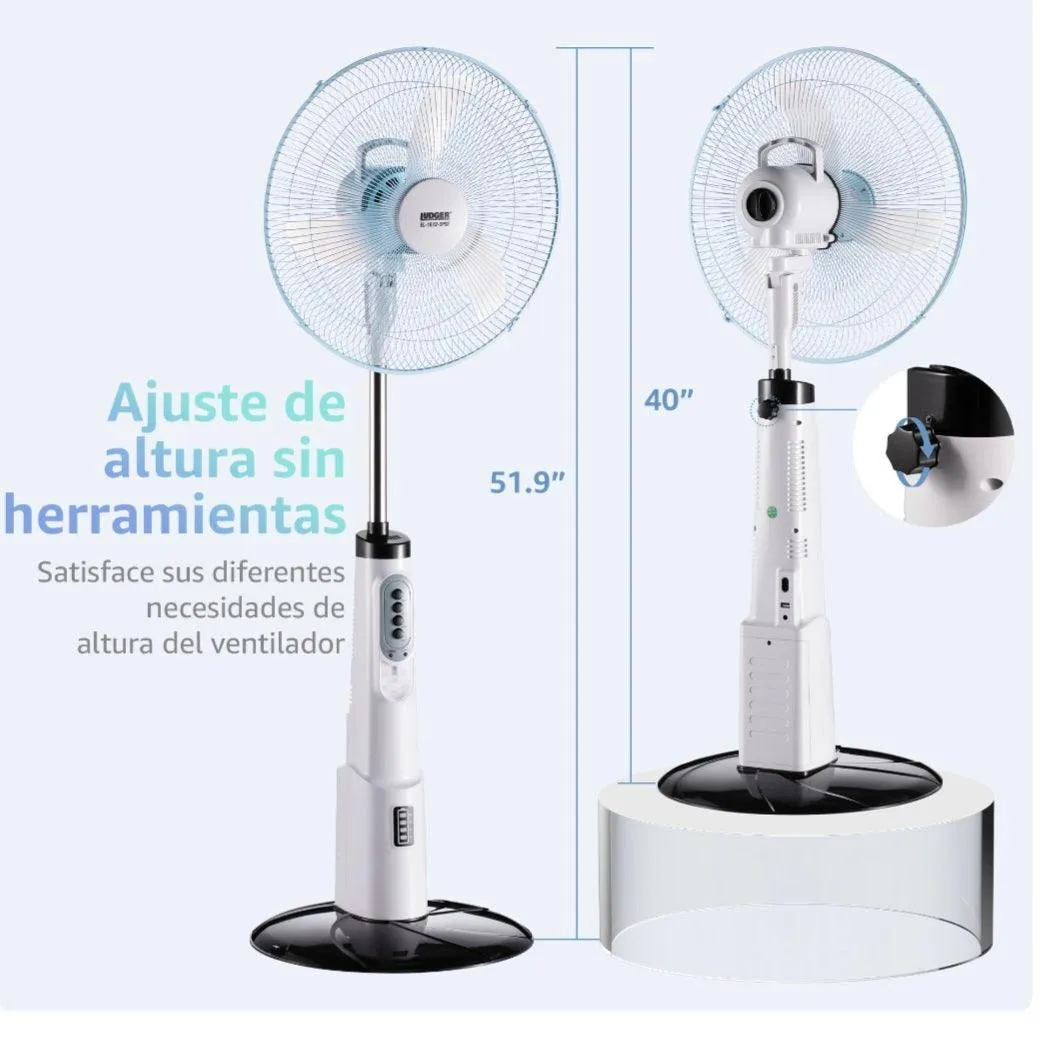 Ludger 16" Rechargeable Fan, Solar Panel and Remote Control
