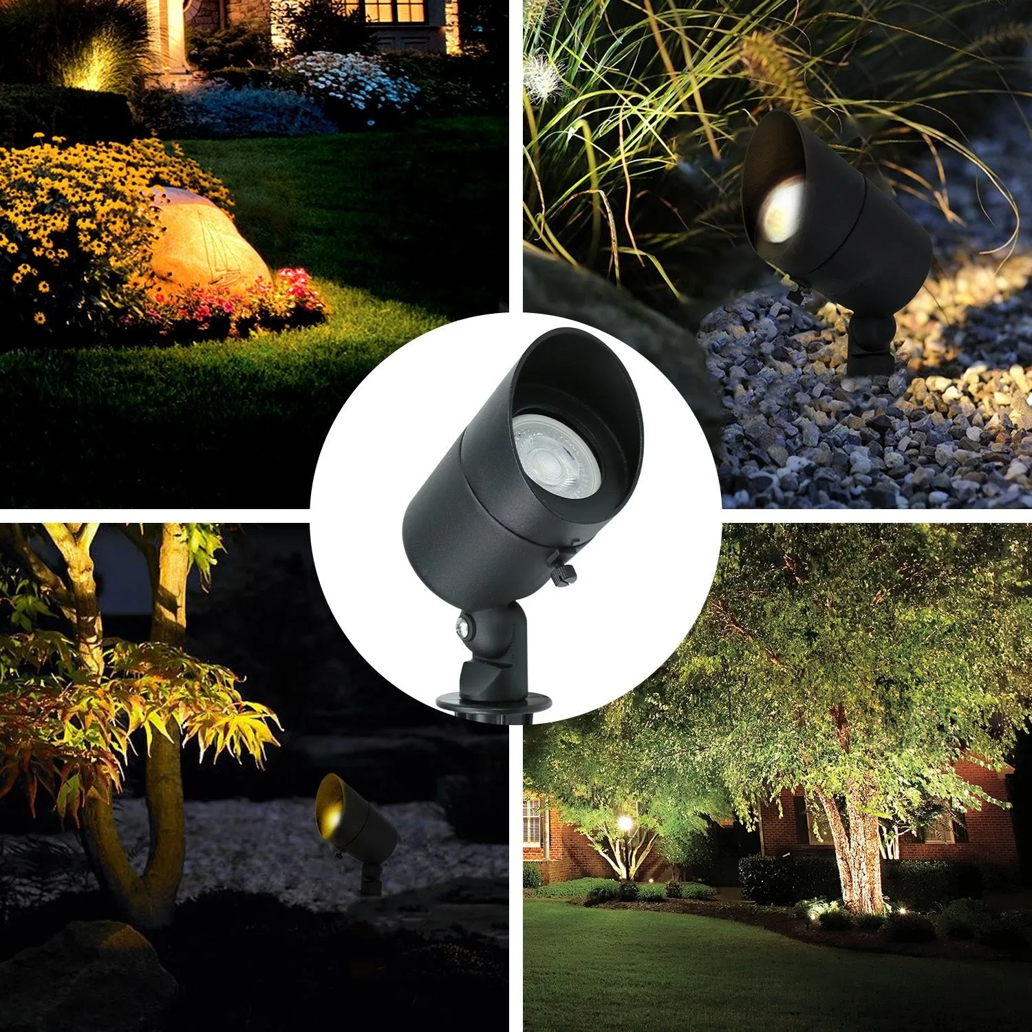 Lumina Lighting® 5W Low Voltage LED Spotlight | 12V Replaceable LED Bulb Included (Black, 2-Pack)