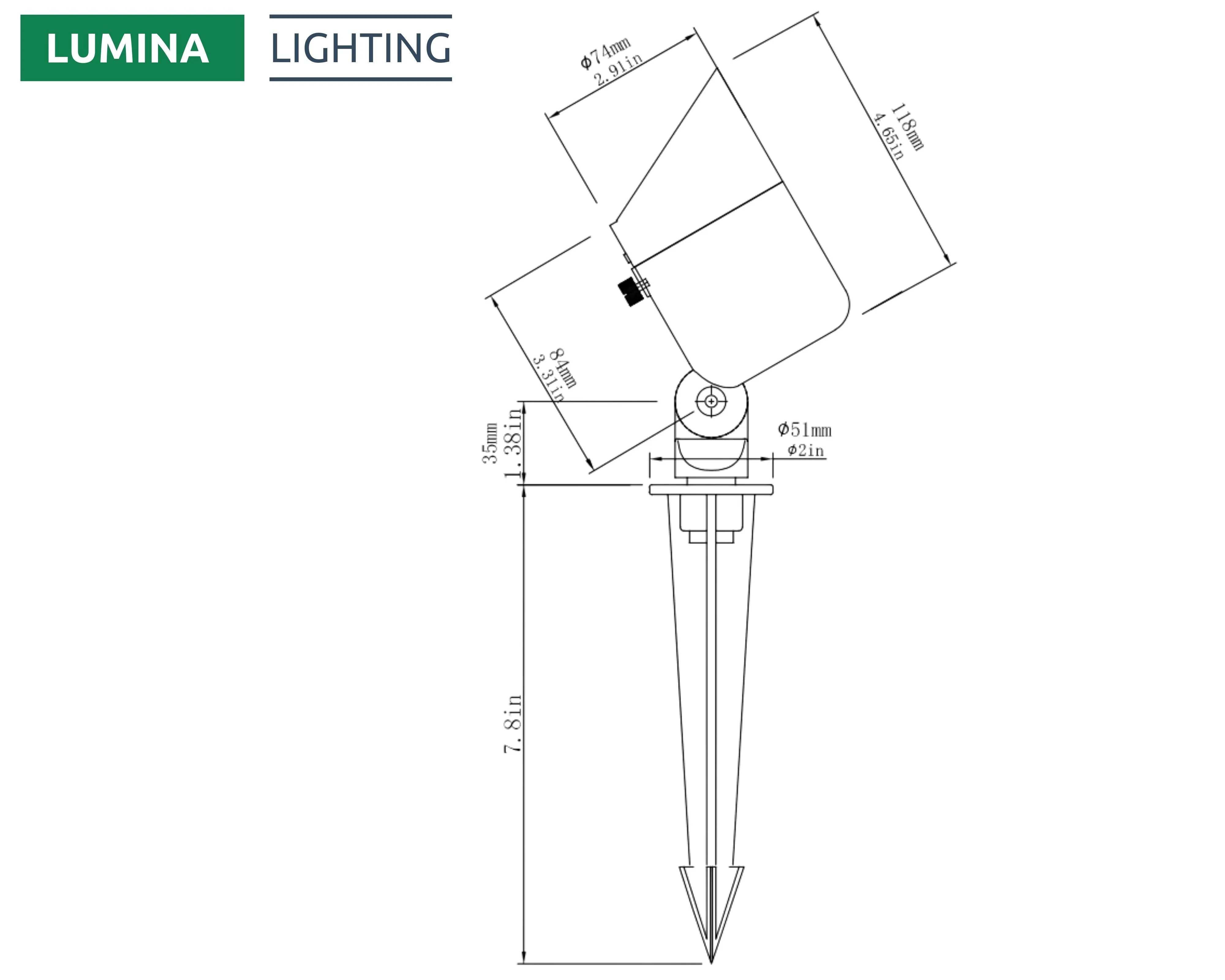 Lumina Lighting® 5W Low Voltage LED Spotlight | 12V Replaceable LED Bulb Included (Black, 2-Pack)