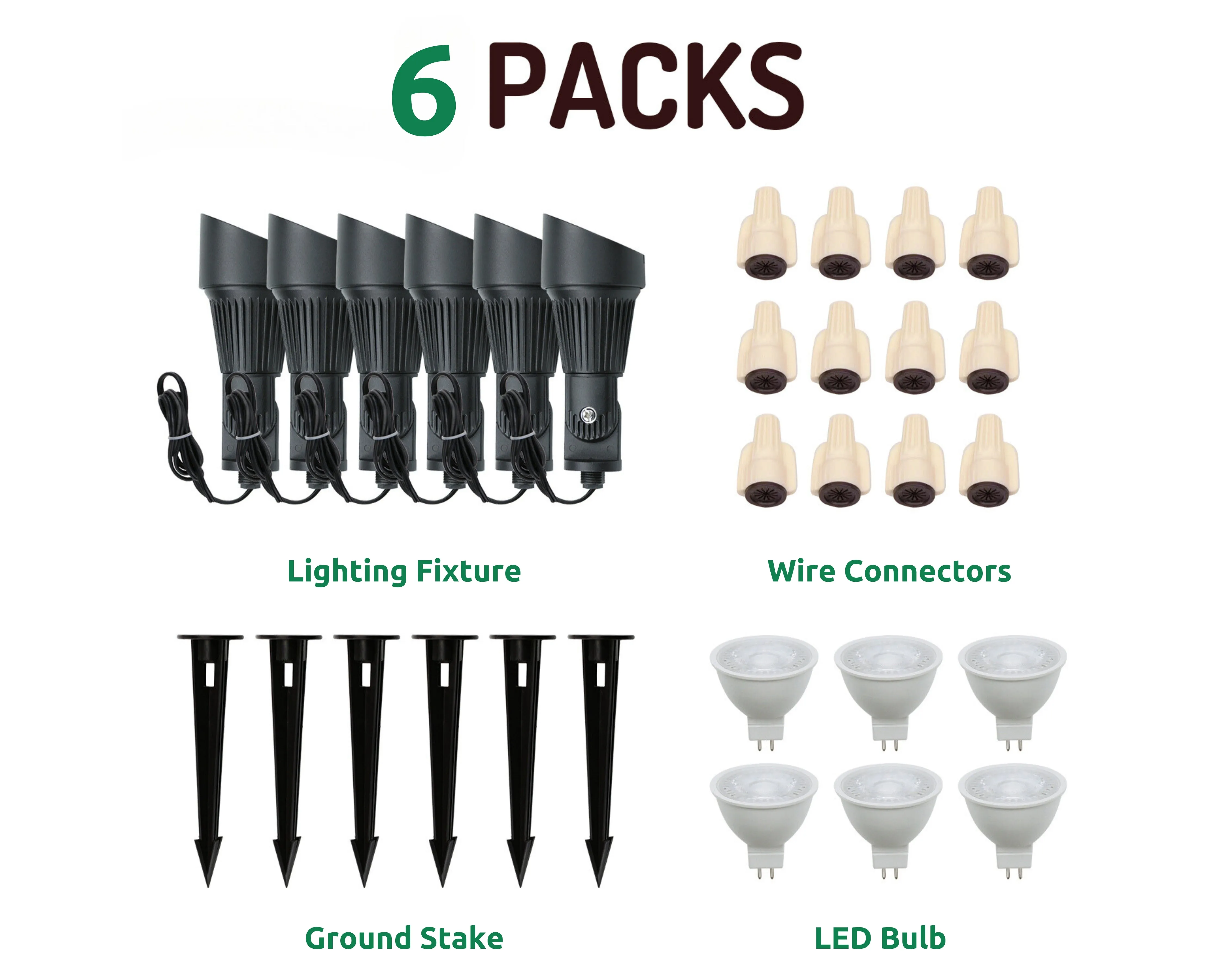 Lumina Lighting® 5W Low Voltage LED Spotlight | 12V Replaceable LED Bulb Included (Black, 6-Pack)