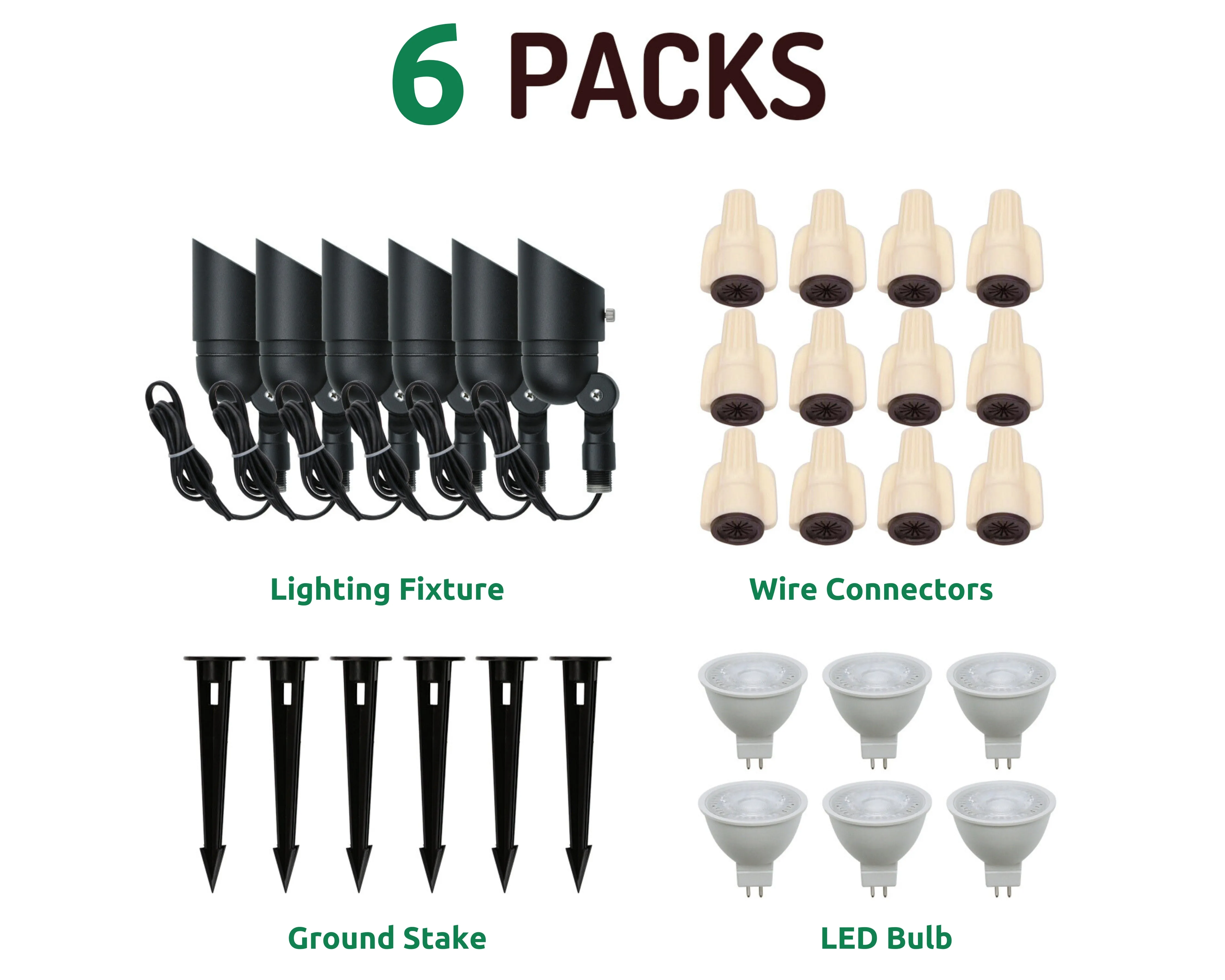 Lumina Lighting® 5W Low Voltage LED Spotlight | 12V Replaceable LED Bulb Included (Black, 6-Pack)