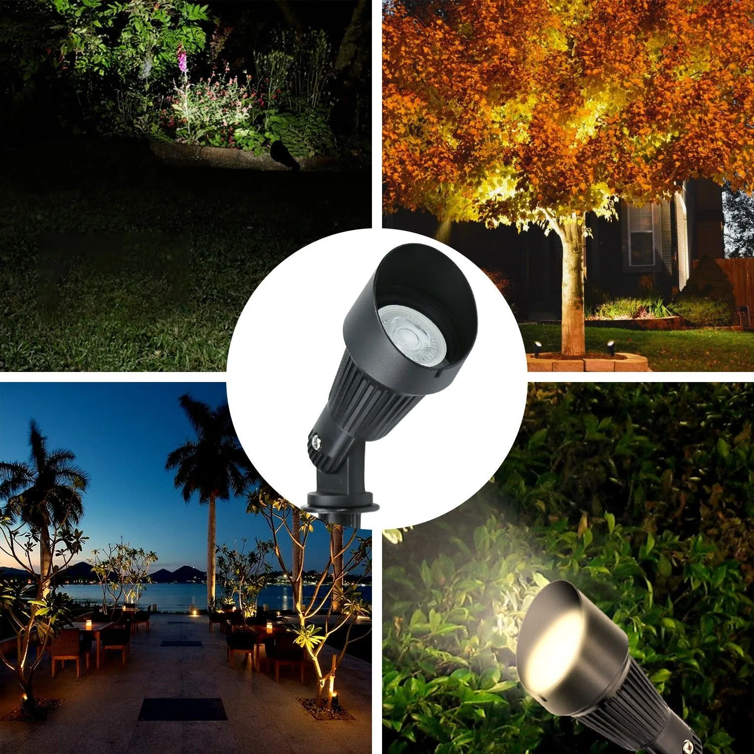 Lumina Lighting® 5W Low Voltage LED Spotlight | 12V Replaceable LED Bulb Included (Black, 6-Pack)