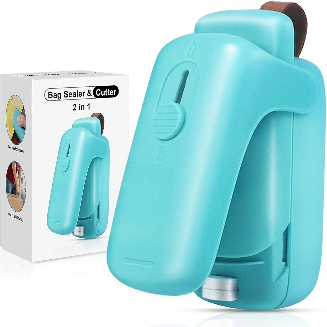 Mini Chip Bag Sealer, Handheld Heat Vacuum Sealer and Cutter, Portable Chip Bag Resealer Machine for Snack Plastic Fresh Bags Cookies- Without 2xAA Batteries