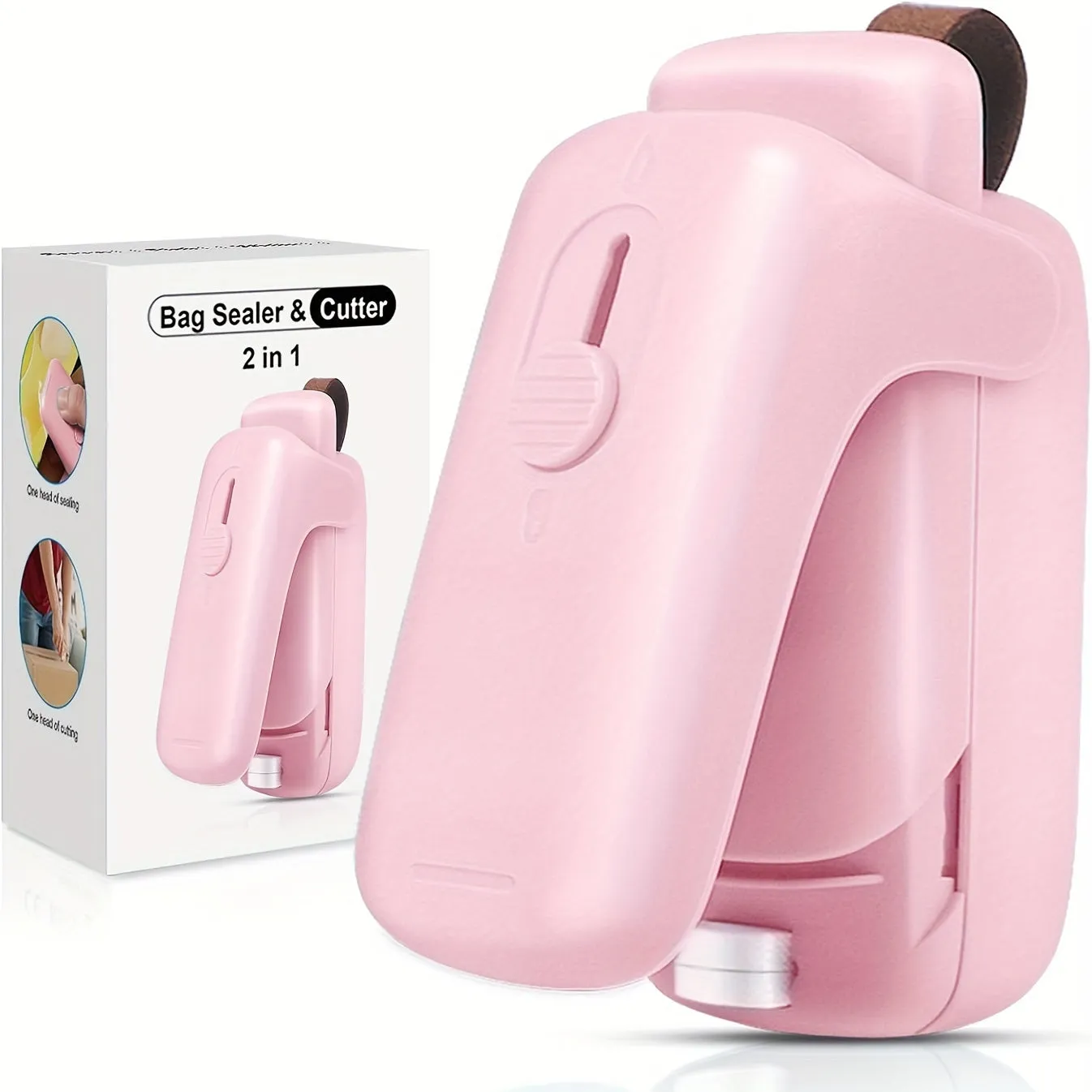 Mini Chip Bag Sealer, Handheld Heat Vacuum Sealer and Cutter, Portable Chip Bag Resealer Machine for Snack Plastic Fresh Bags Cookies- Without 2xAA Batteries