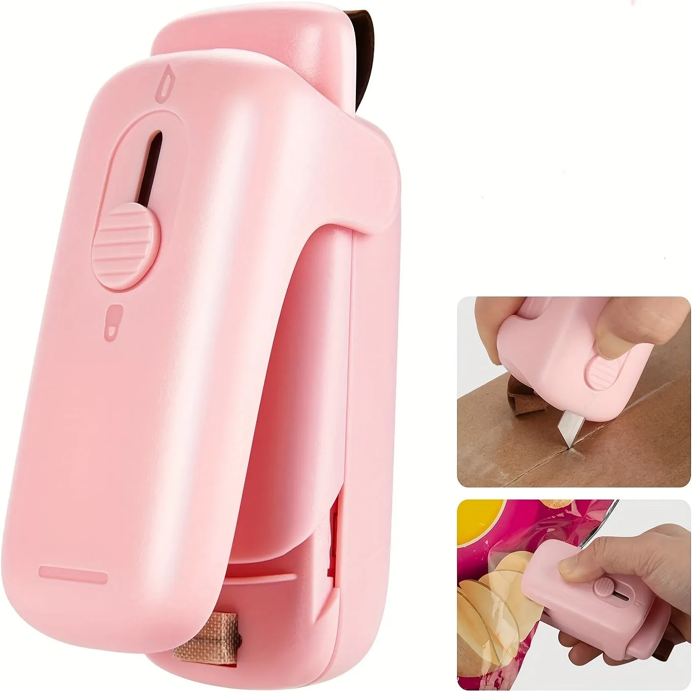 Mini Chip Bag Sealer, Handheld Heat Vacuum Sealer and Cutter, Portable Chip Bag Resealer Machine for Snack Plastic Fresh Bags Cookies- Without 2xAA Batteries