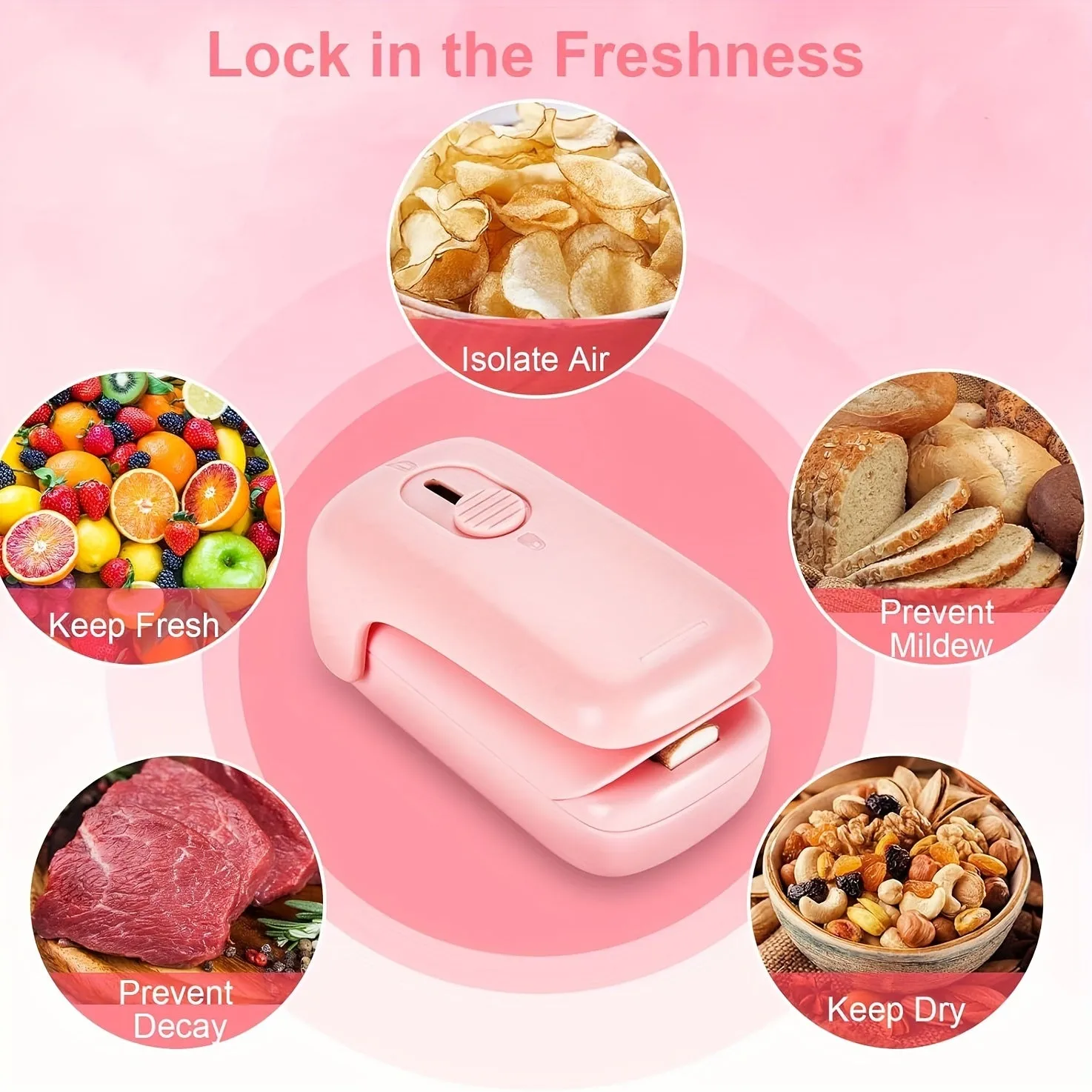 Mini Chip Bag Sealer, Handheld Heat Vacuum Sealer and Cutter, Portable Chip Bag Resealer Machine for Snack Plastic Fresh Bags Cookies- Without 2xAA Batteries