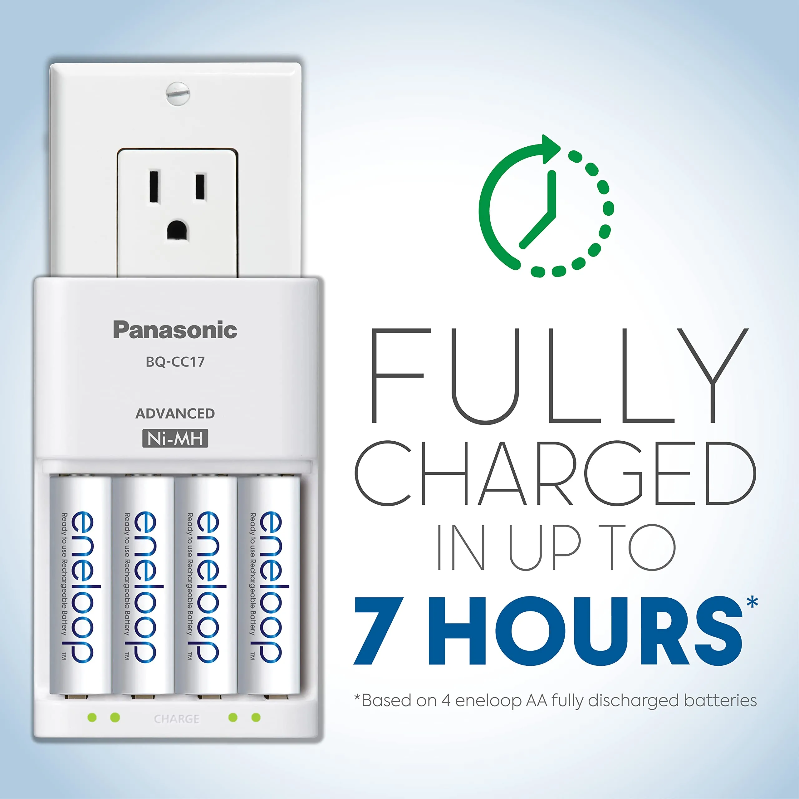 Panasonic K-KJ17M3A4BA Advanced Individual Cell Battery Charger Pack with 4 AAA eneloop 2100 Cycle Rechargeable Batteries