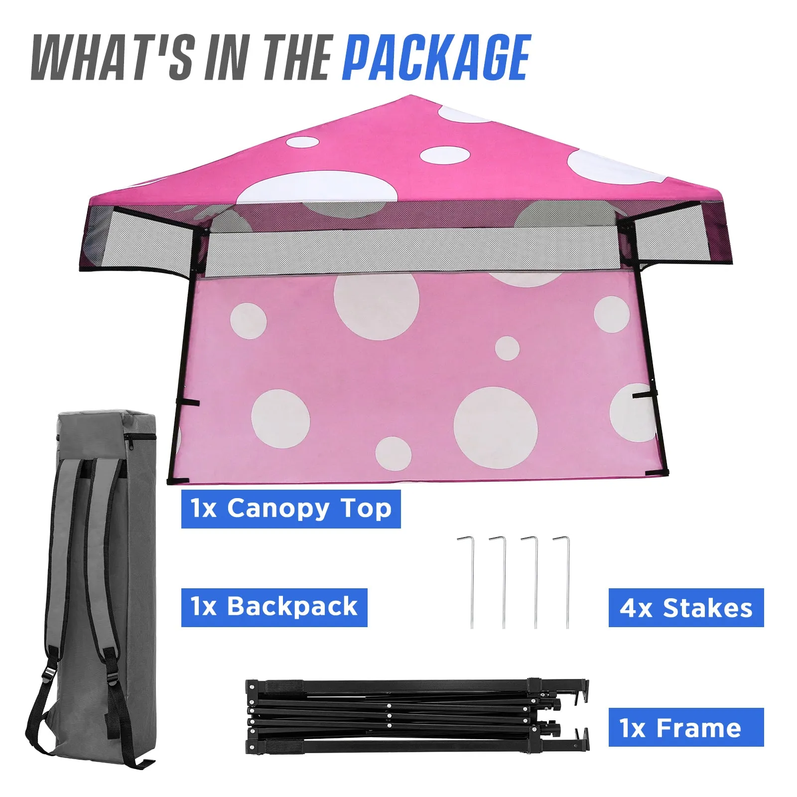 SHADE GRAPHIX 8x8 Day Tripper Pop Up Canopy Tent with Backpack (Pink Mushroom Top)