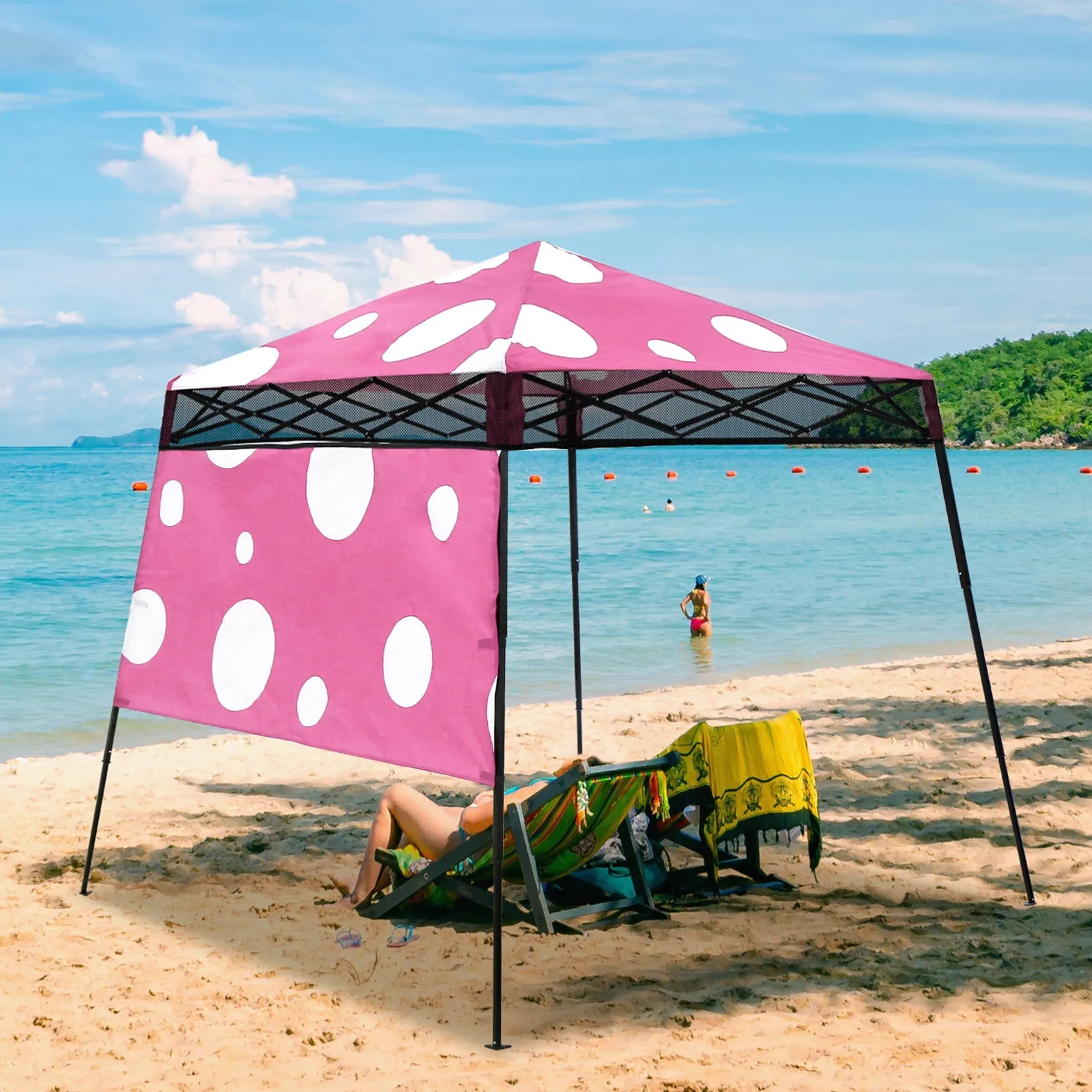 SHADE GRAPHIX 8x8 Day Tripper Pop Up Canopy Tent with Backpack (Pink Mushroom Top)