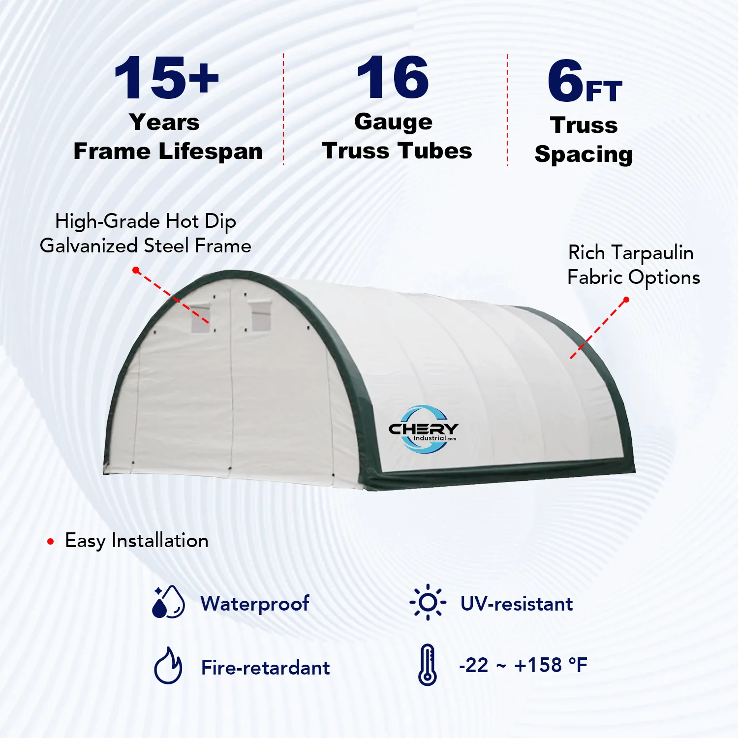 Single Truss Arch Storage Shelter W20'xL30'xH12'