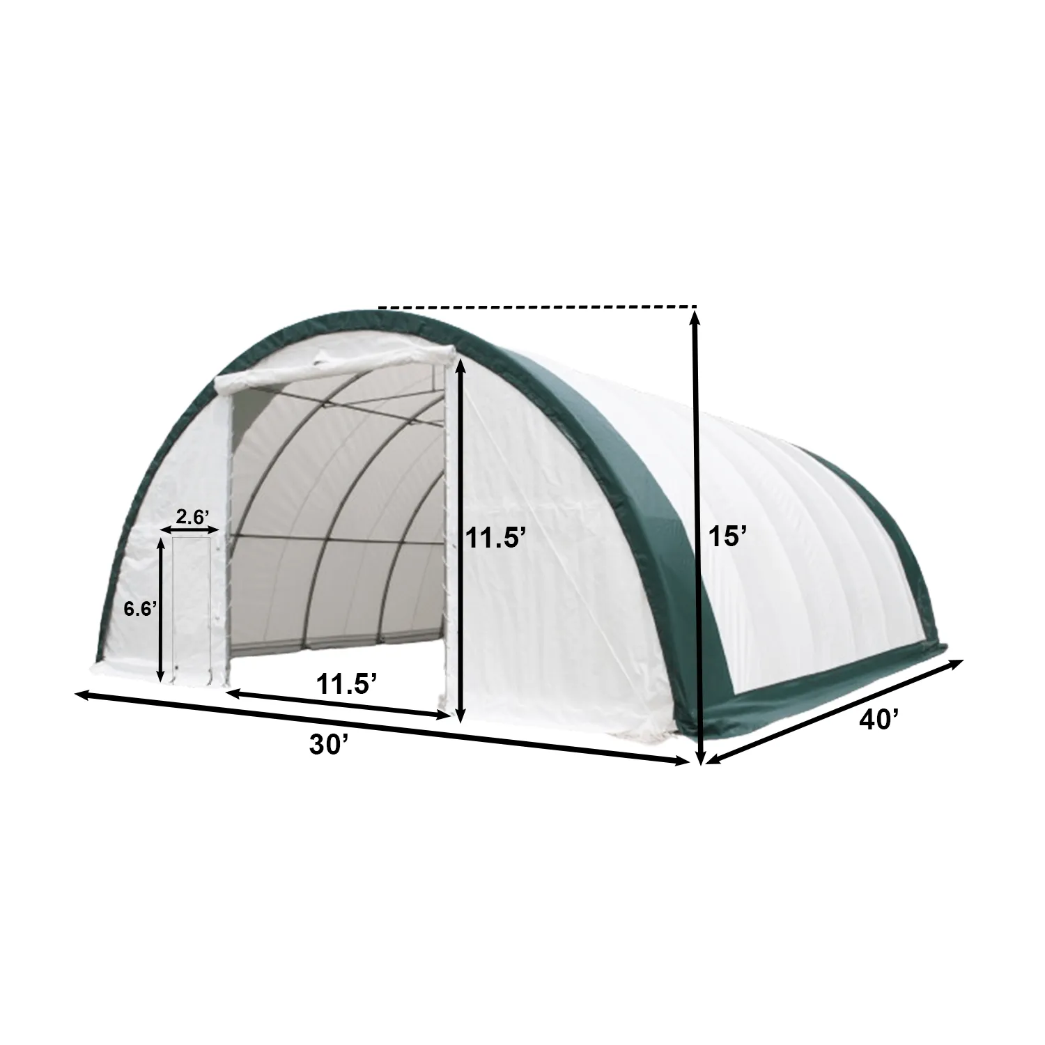 Single Truss Arch Storage Shelter W30'xL40'xH15'