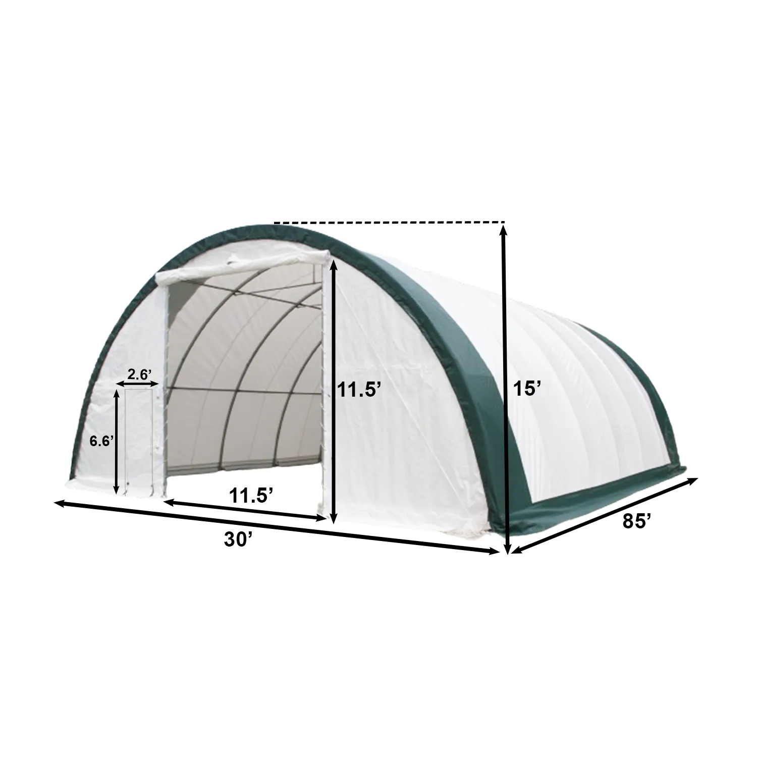 Single Truss Arch Storage Shelter W30'xL85'xH15'