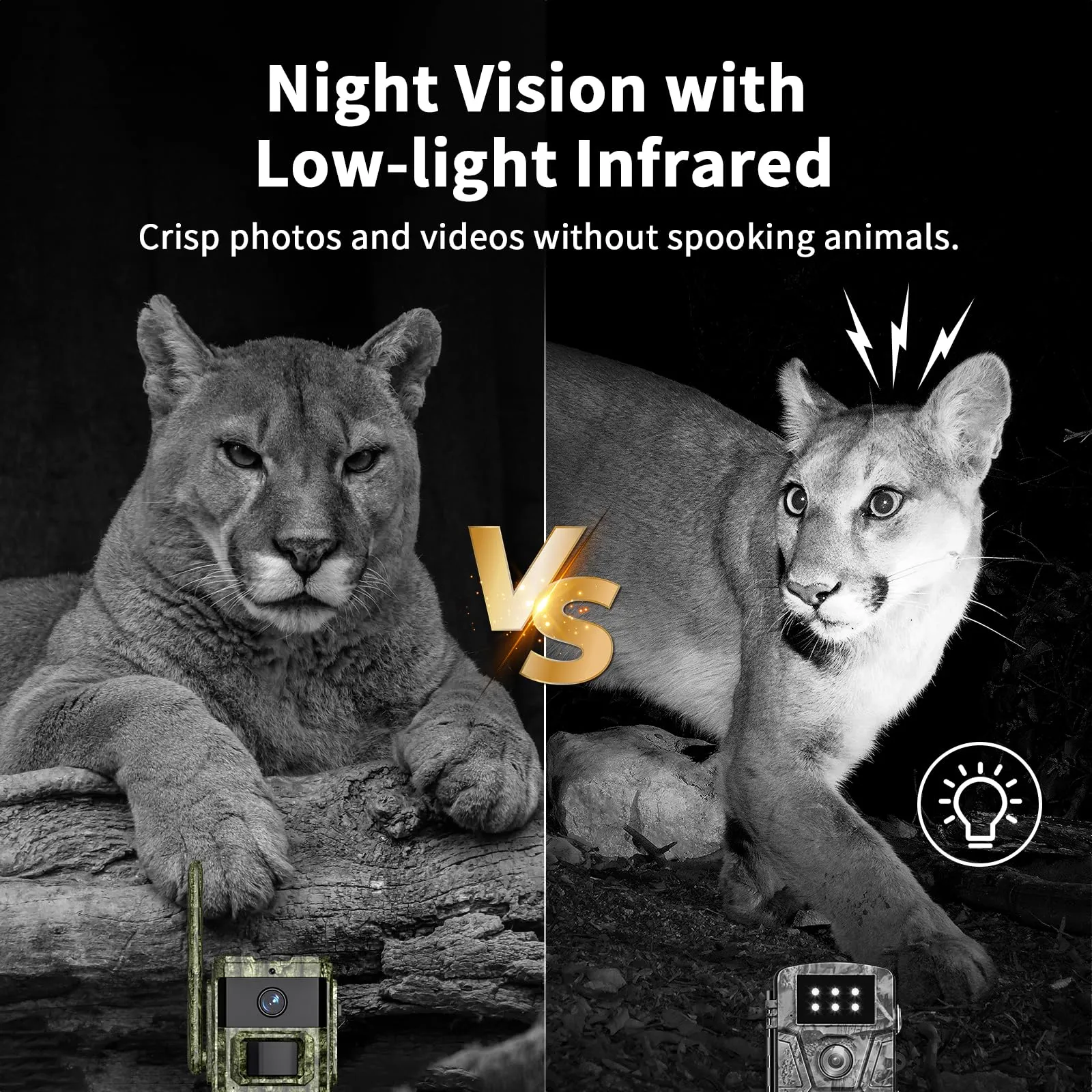 Trail Camera, 2.7K Game Cameras Cellular Trail Cameras with Night Vision Motion Activated IP66 Waterproof 4G LTE Cellular Cam 940nm No Glow Infrared LEDs Solar Powered Live Streaming Security Camera