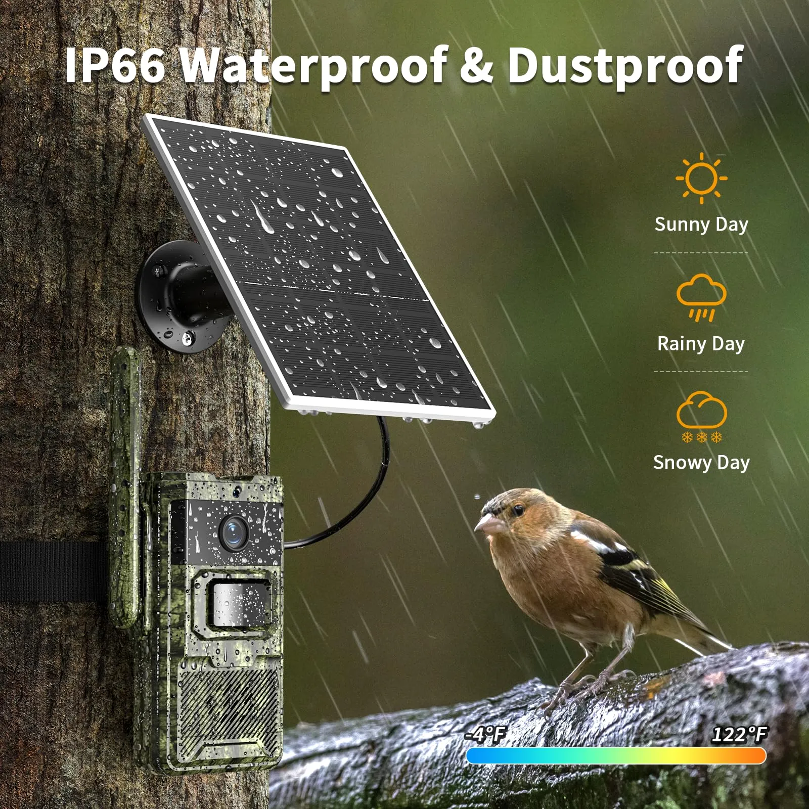 Trail Camera, 2.7K Game Cameras Cellular Trail Cameras with Night Vision Motion Activated IP66 Waterproof 4G LTE Cellular Cam 940nm No Glow Infrared LEDs Solar Powered Live Streaming Security Camera