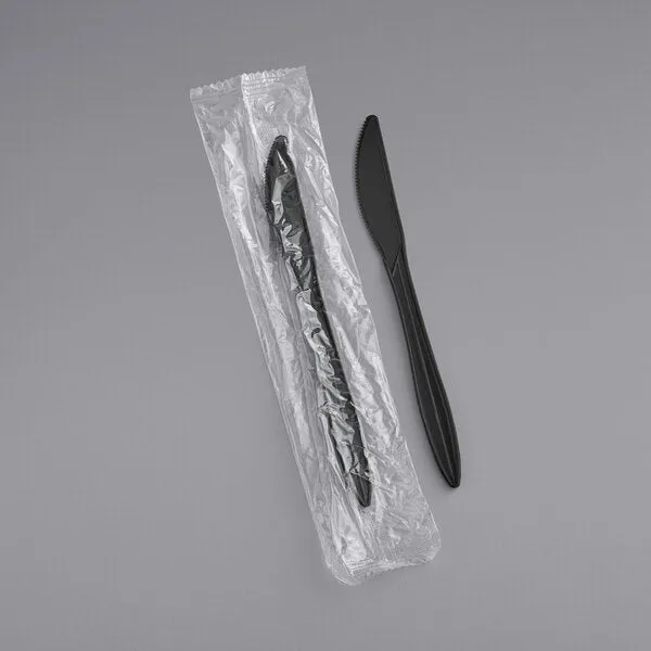 *WHOLESALE* Disposable - Individually Wrapped - Heavy Weight - Black Knives| 1000 ct.