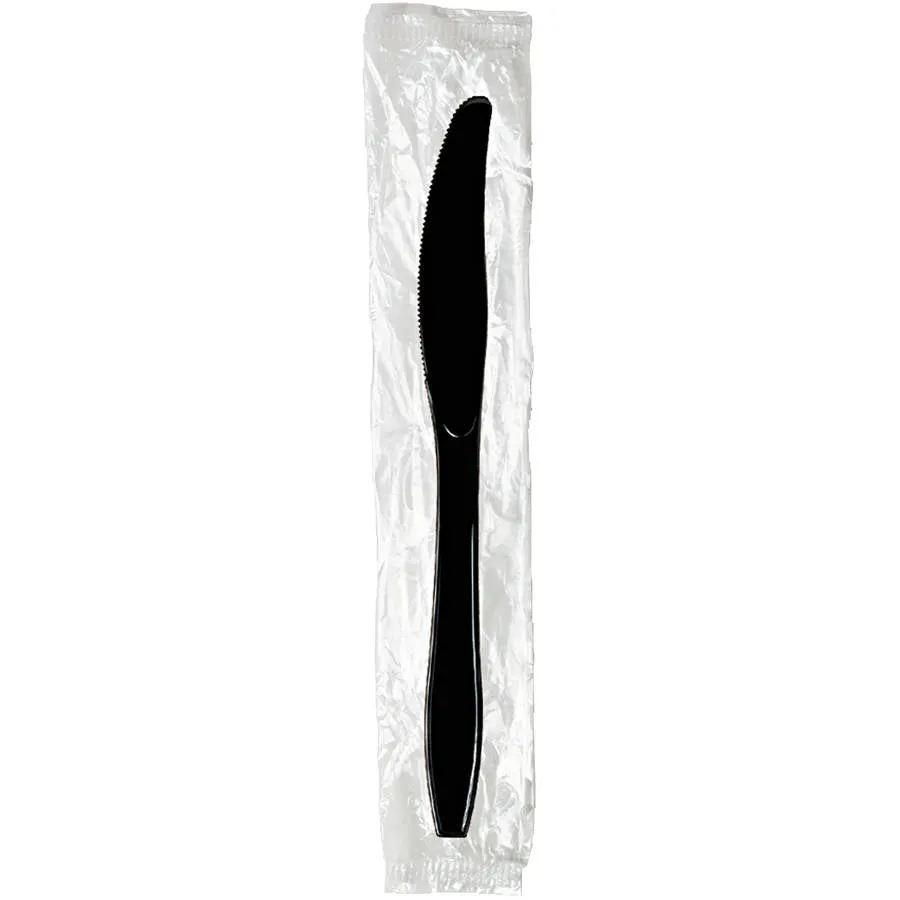 *WHOLESALE* Disposable - Individually Wrapped - Heavy Weight - Black Knives| 1000 ct.
