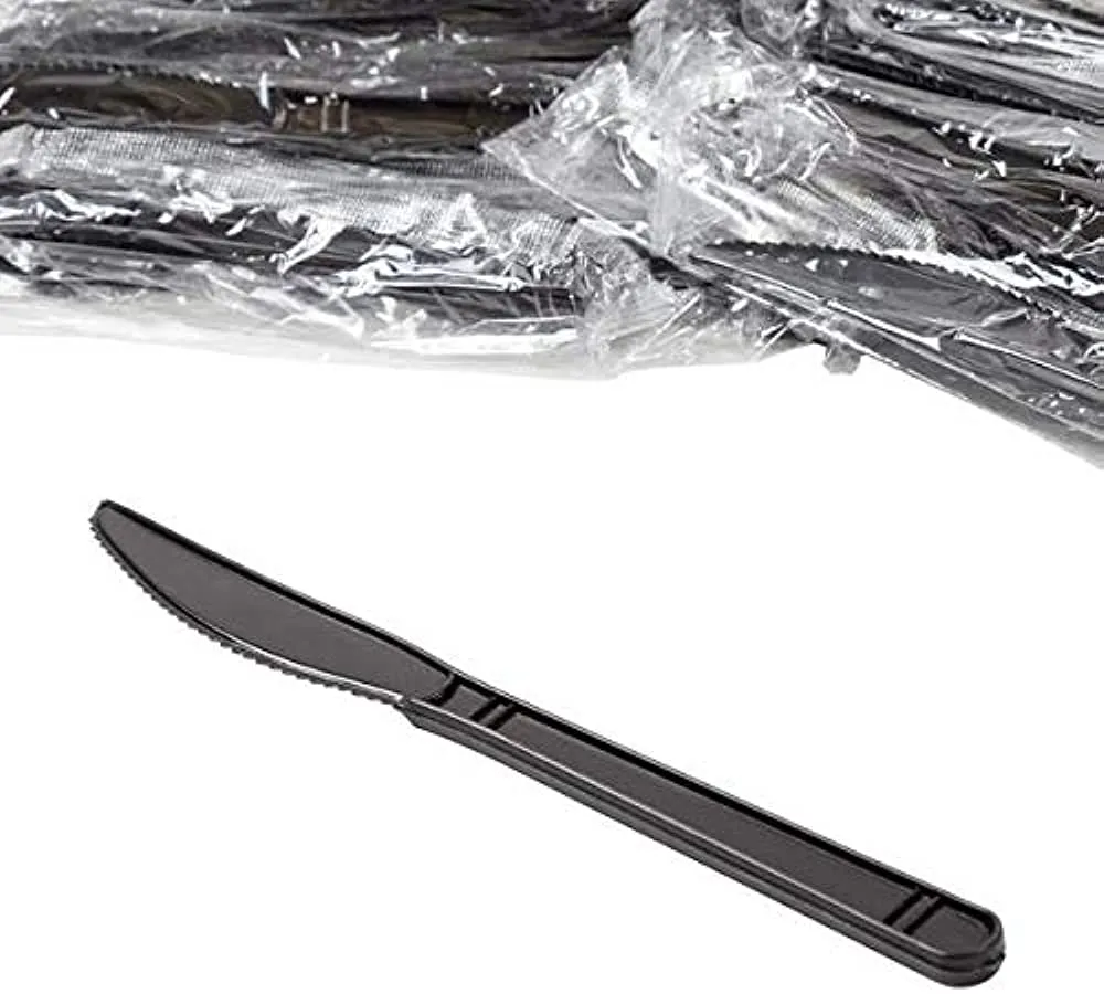 *WHOLESALE* Disposable - Individually Wrapped - Heavy Weight - Black Knives| 1000 ct.