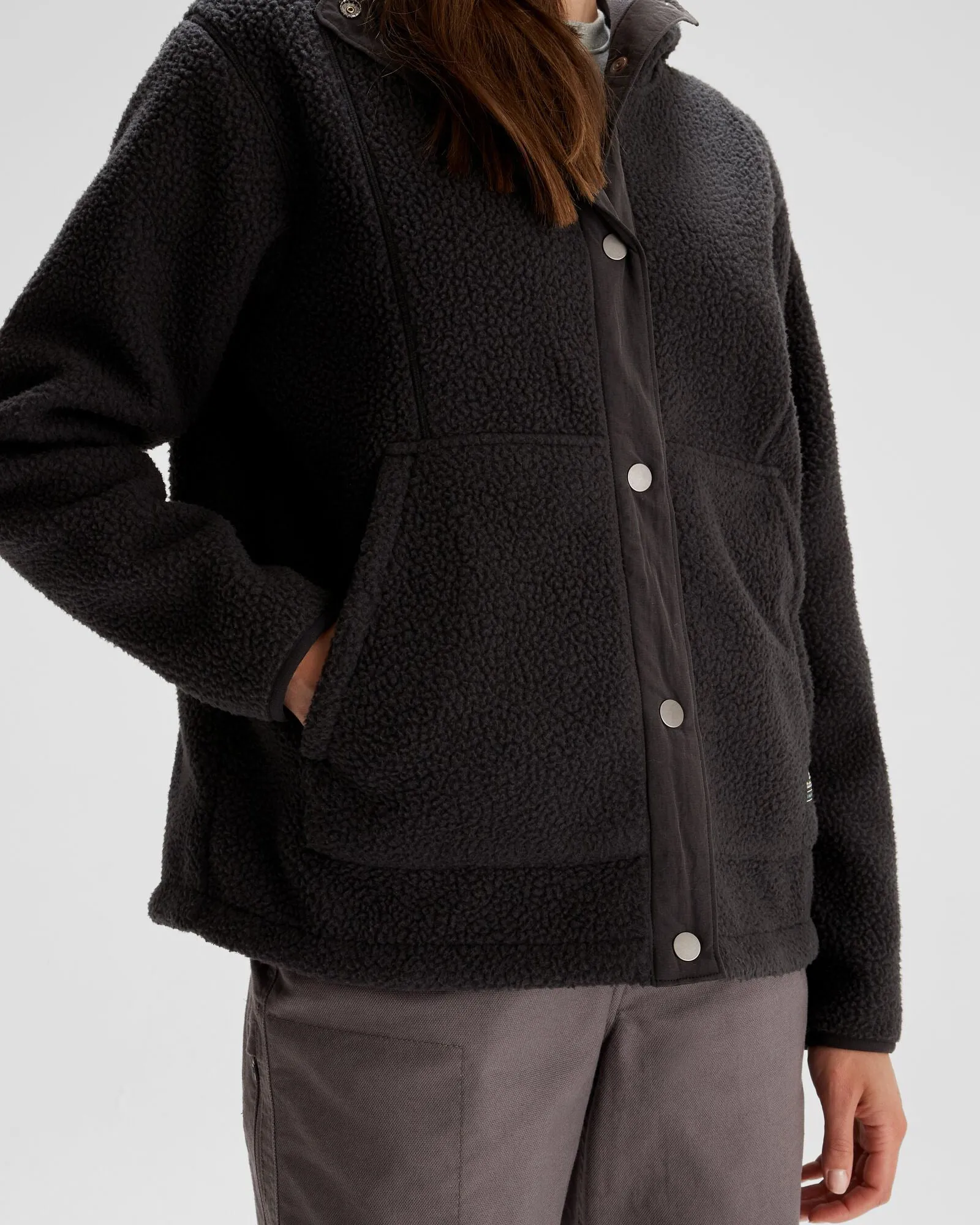 Women's Co-Z High Pile Hooded Jacket  - Black