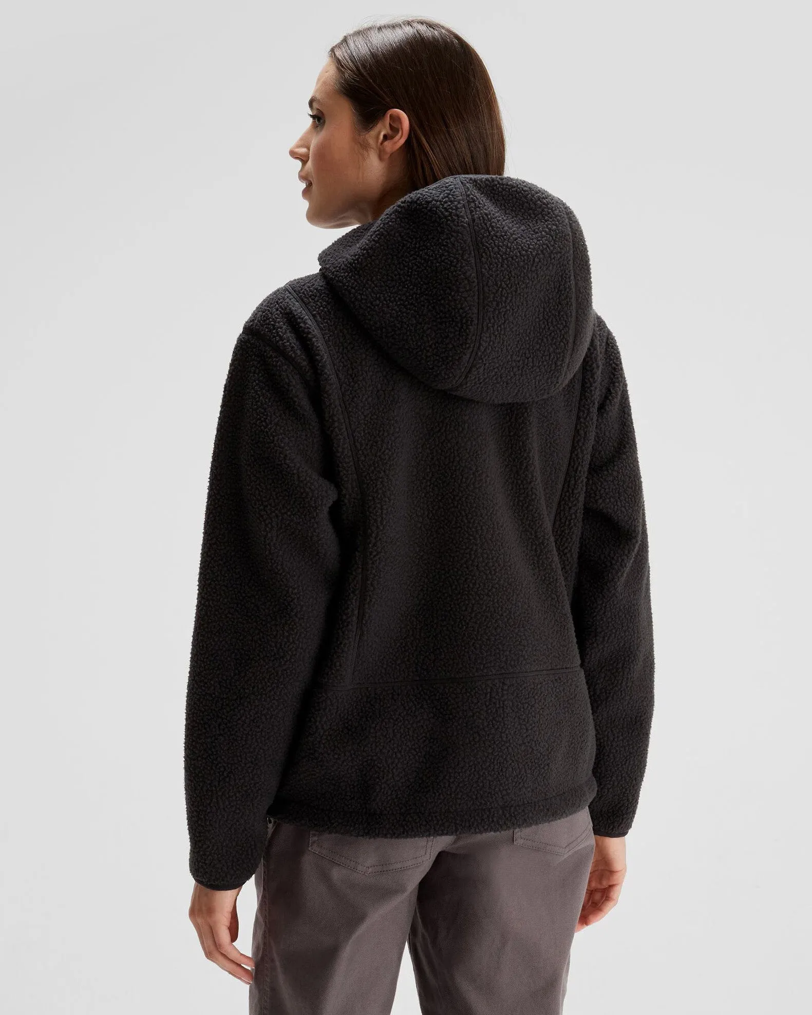 Women's Co-Z High Pile Hooded Jacket  - Black