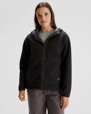 Women's Co-Z High Pile Hooded Jacket  - Black