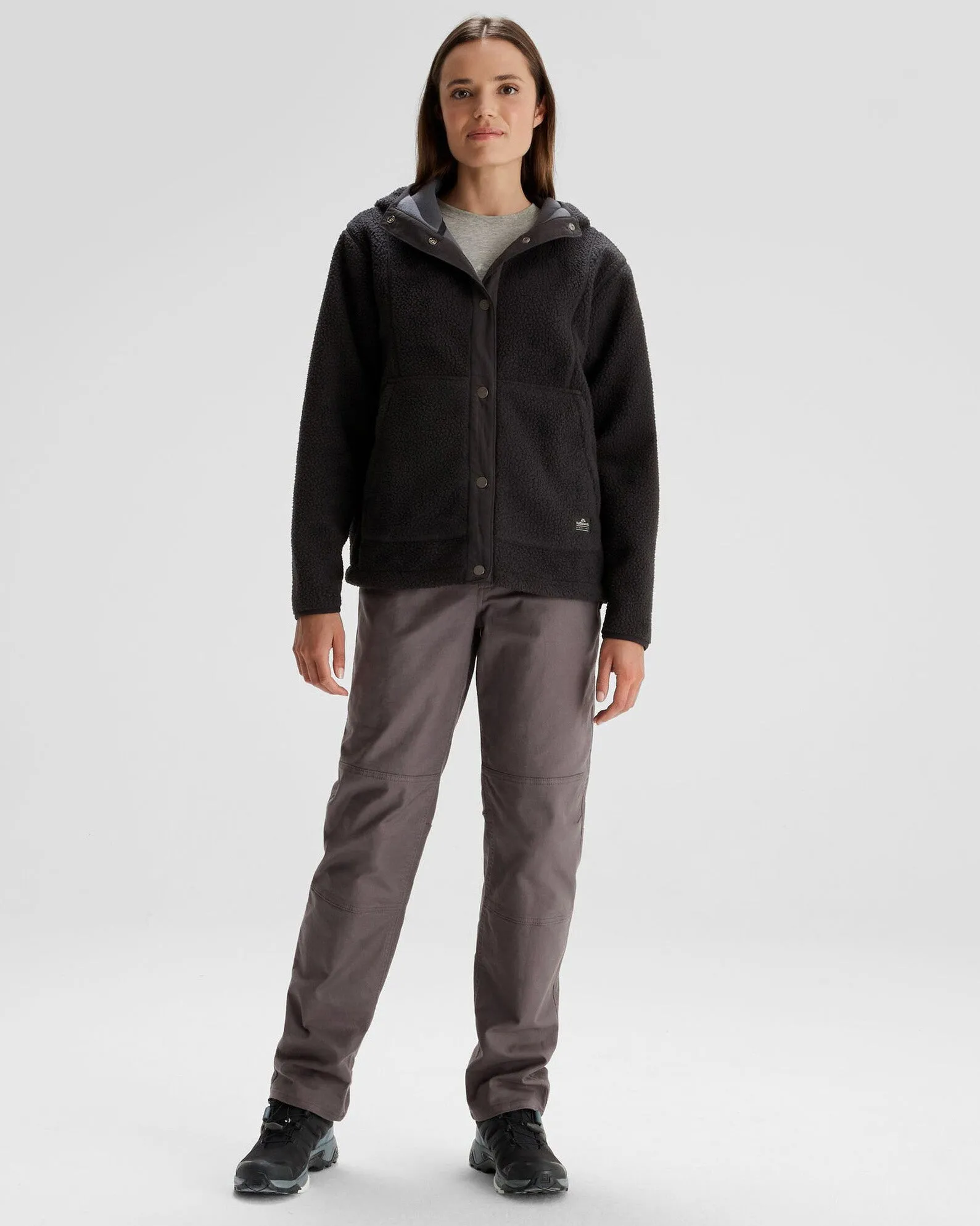 Women's Co-Z High Pile Hooded Jacket  - Black