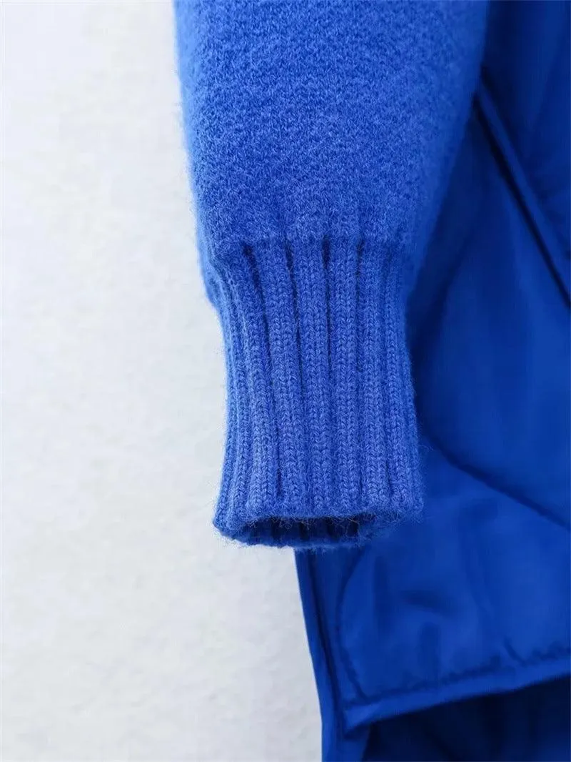 Women's Quilted Baseball Uniform Turtleneck Sweater Loose Idle Style Thermal